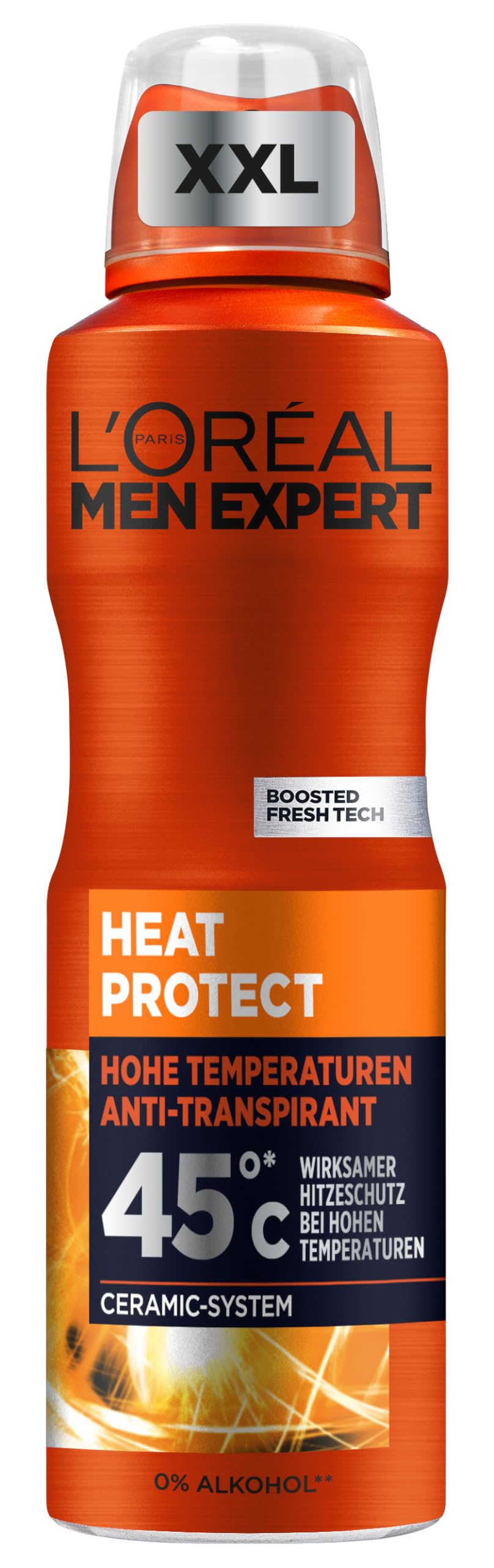 L'Oréal Men Expert XXL dezodorant w sprayu dla mężczyzn, spray do ciała przeciwko zapachowi potu, poceniu się i wilgoci, męski dezodorant antyperspirant do wysokich temperatur do 45°C, bez alkoholu,
