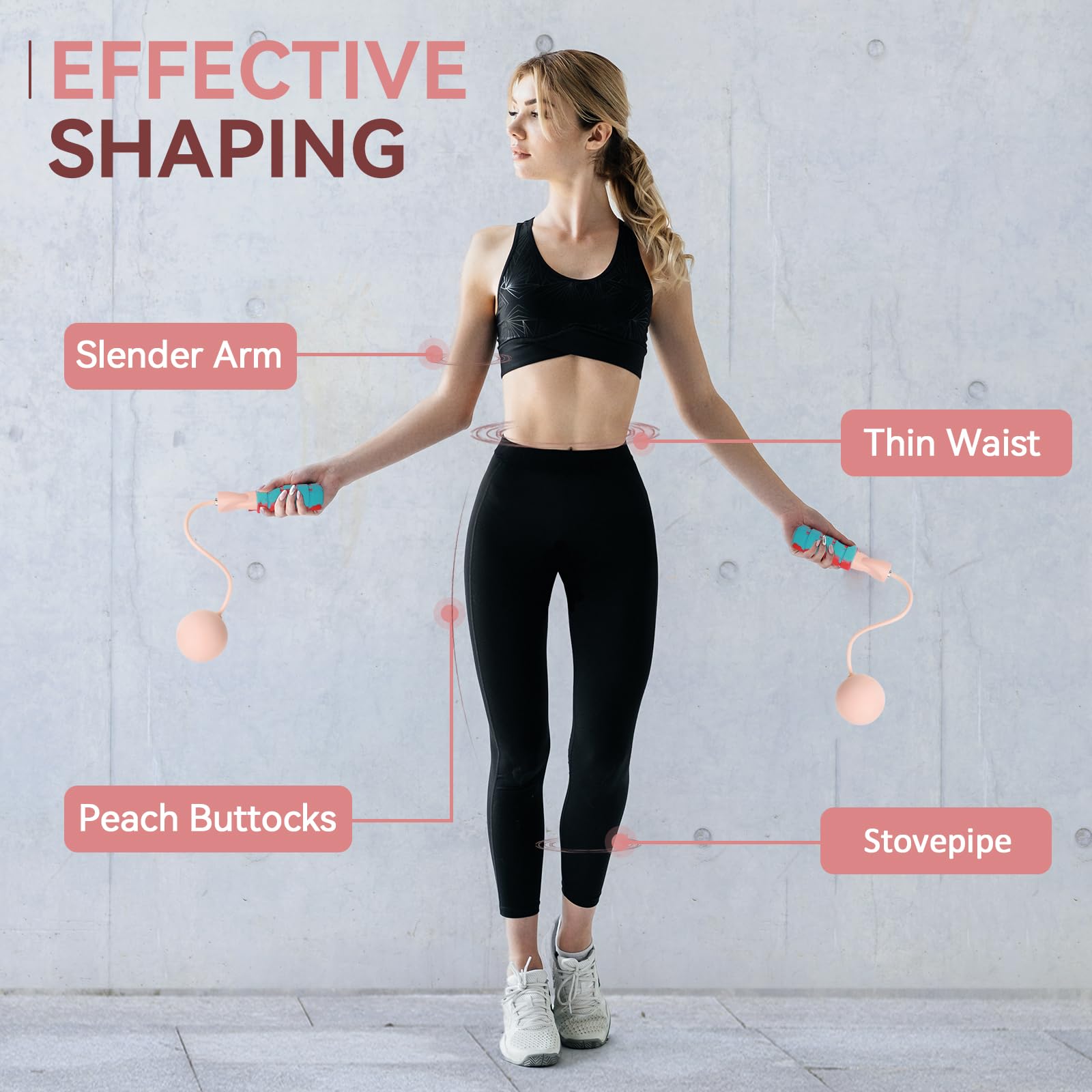 Kabelloses Springseil für Fitness mit Indoor-Springseil für Herren, Damen, Kinder, Hochgeschwindigkeitsseil für engen Raum, gewichtetes Springseil für Gewichtsverlust und allgemeine Workouts