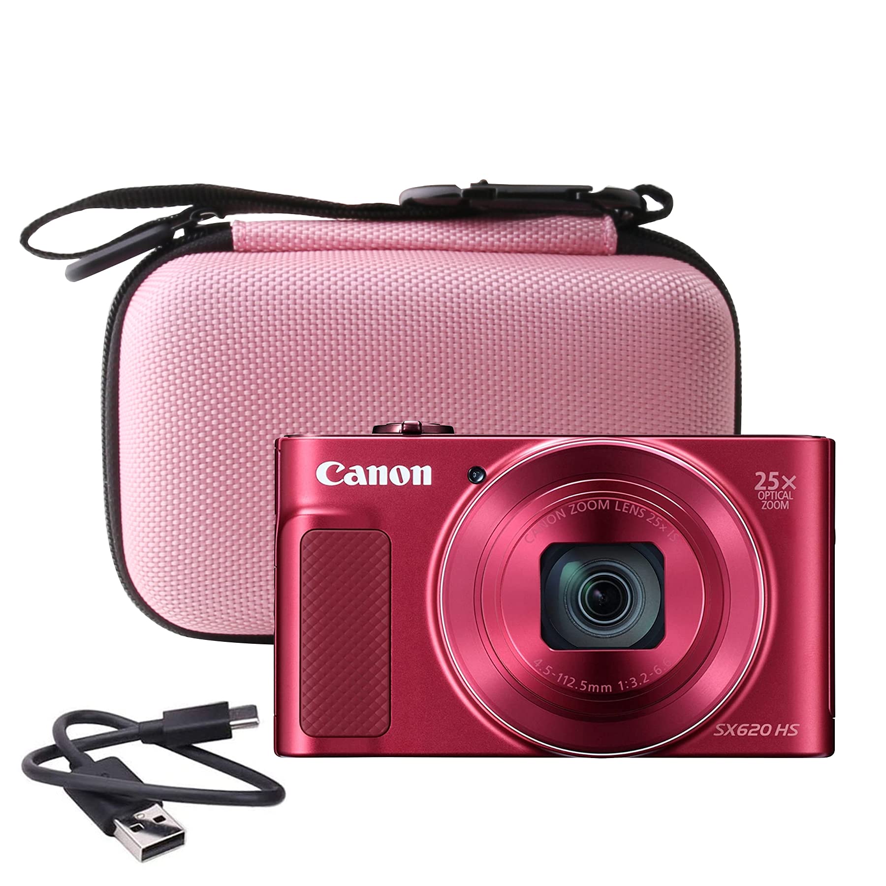 Étui de transport rigide compatible avec appareil photo numérique Canon PowerShot SX720 SX620 SX730 SX740 G7X/G7X Mark III/G7X Mark II (étui de rangement, rose)