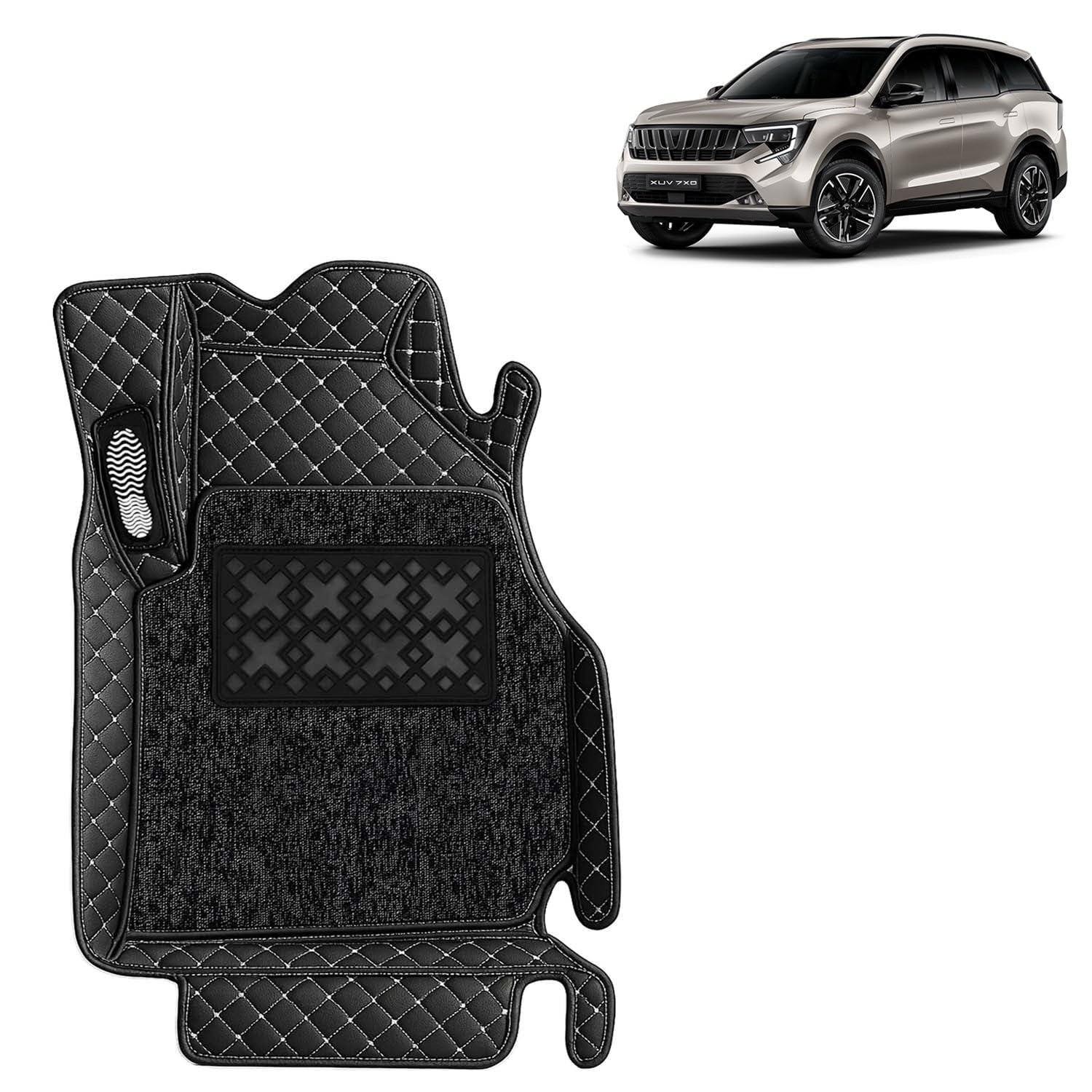 KINGSWAY Accessories Premium 7D Car Floor Mats Only Compatible with Mahindra XUV 7XO (7 Str) Year 2026 Onwards, Set of 4 Pcs, 100% Waterproof & Washable 7D Car Foot Mats, Classic Black-image-30