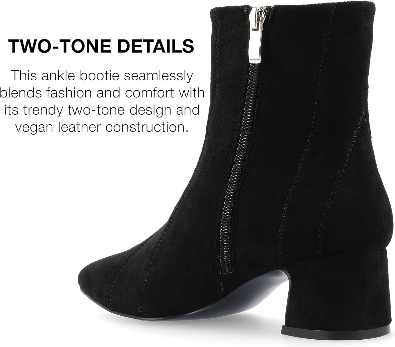 Faux Suede Block Heel Ankle Bootie by Journee Collection