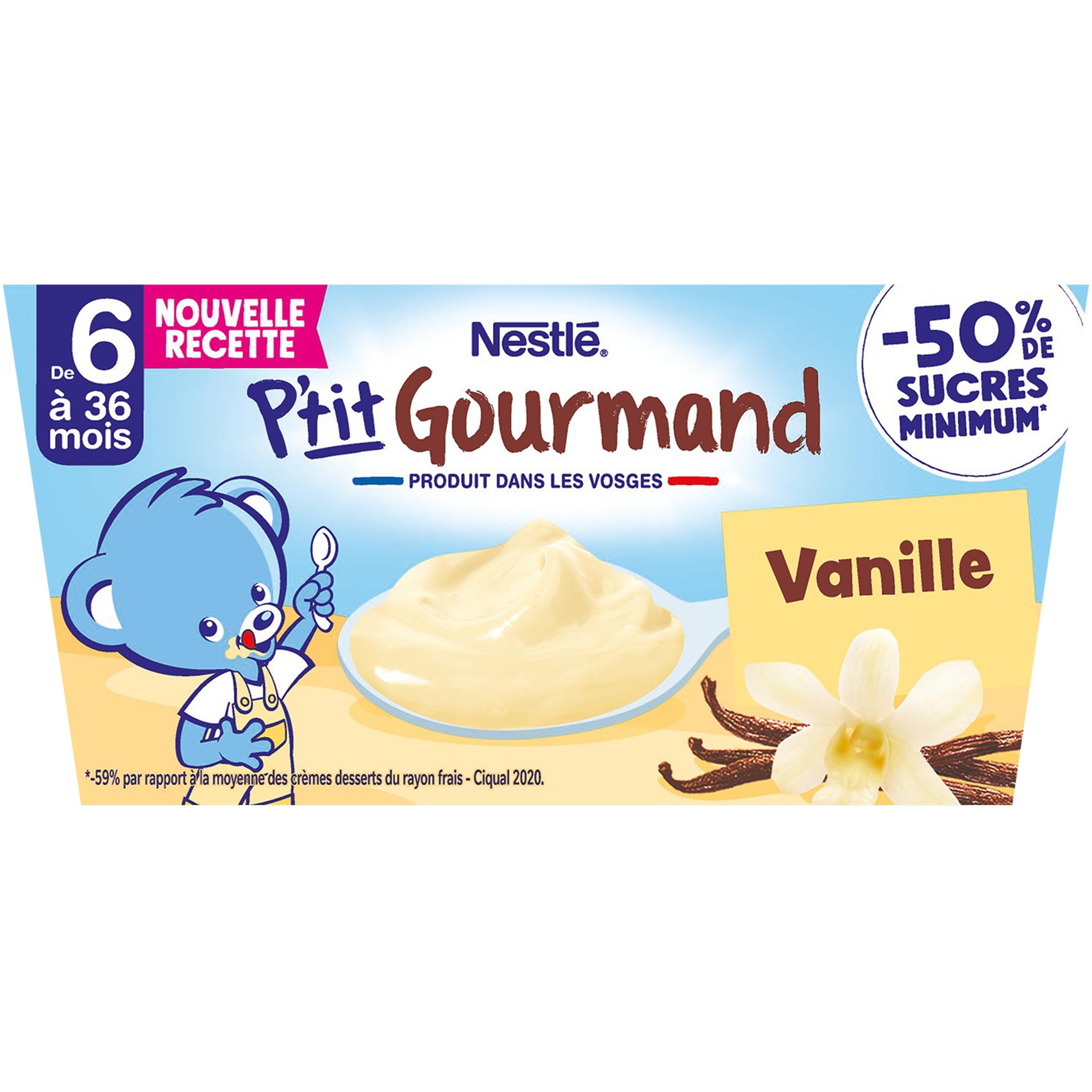 Nestlé Bébé - P'tit Gourmand Saveur Vanille - Laitage dès 6 mois - 4 x 100g