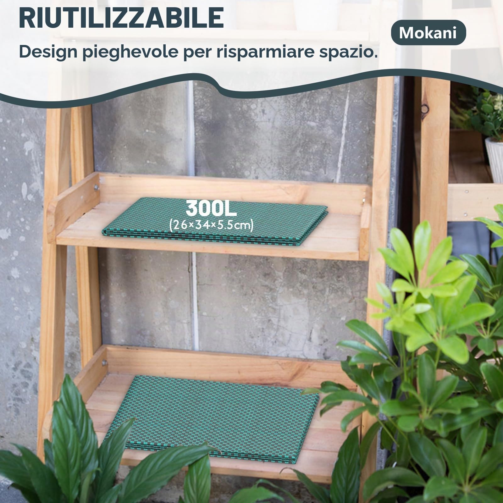 Mokani Sacchetti per rifiuti da giardino, resistenti, con manici, 300 l x 3 sacchi riutilizzabili da giardino, pieghevoli, sacchetti per riciclaggio da campeggio, per foglie, rifiuti, detriti e