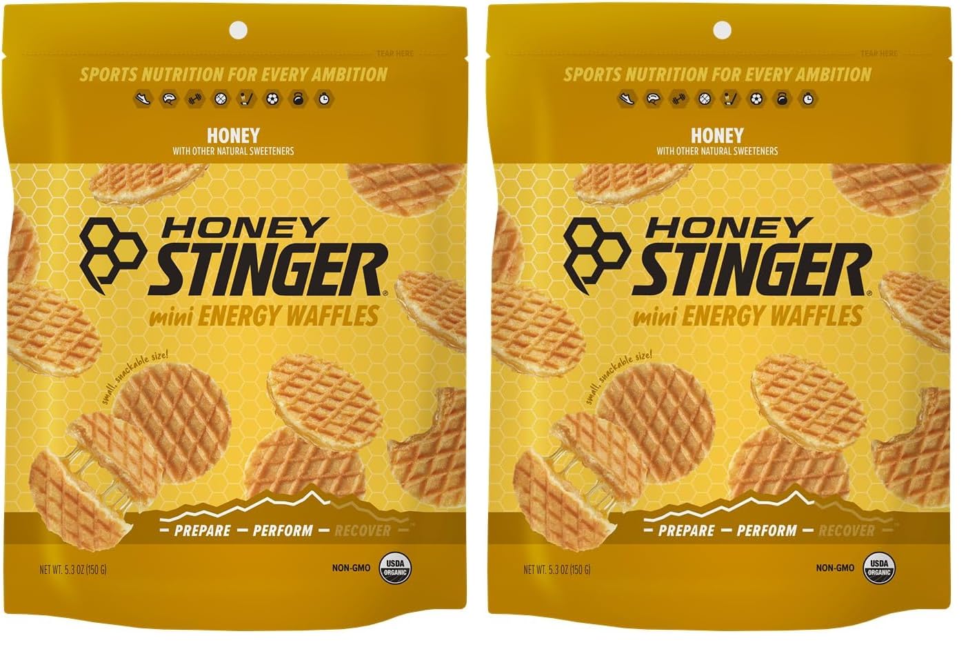 Honey StingerOrganic Mini Honey Waffles | Energy Stroopwafel for Exercise, Endurance and Performance | Sports Nutrition for Home & Gym, Pre and Post Workout | 1 Bag, 5.3 Ounce (Pack of 2)