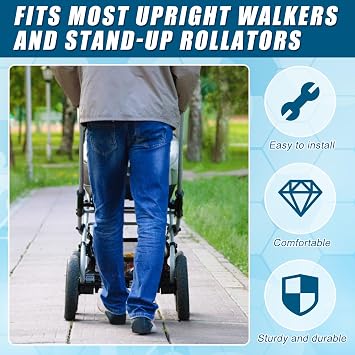 2 Pcs Rollator Armrest Pad Upright Walker Forearm Pads Black Walker Handle Pads Padded Armrest for Upright Walker Stand up Rollator Accessories Soft and Comfortable for Seniors Walkers