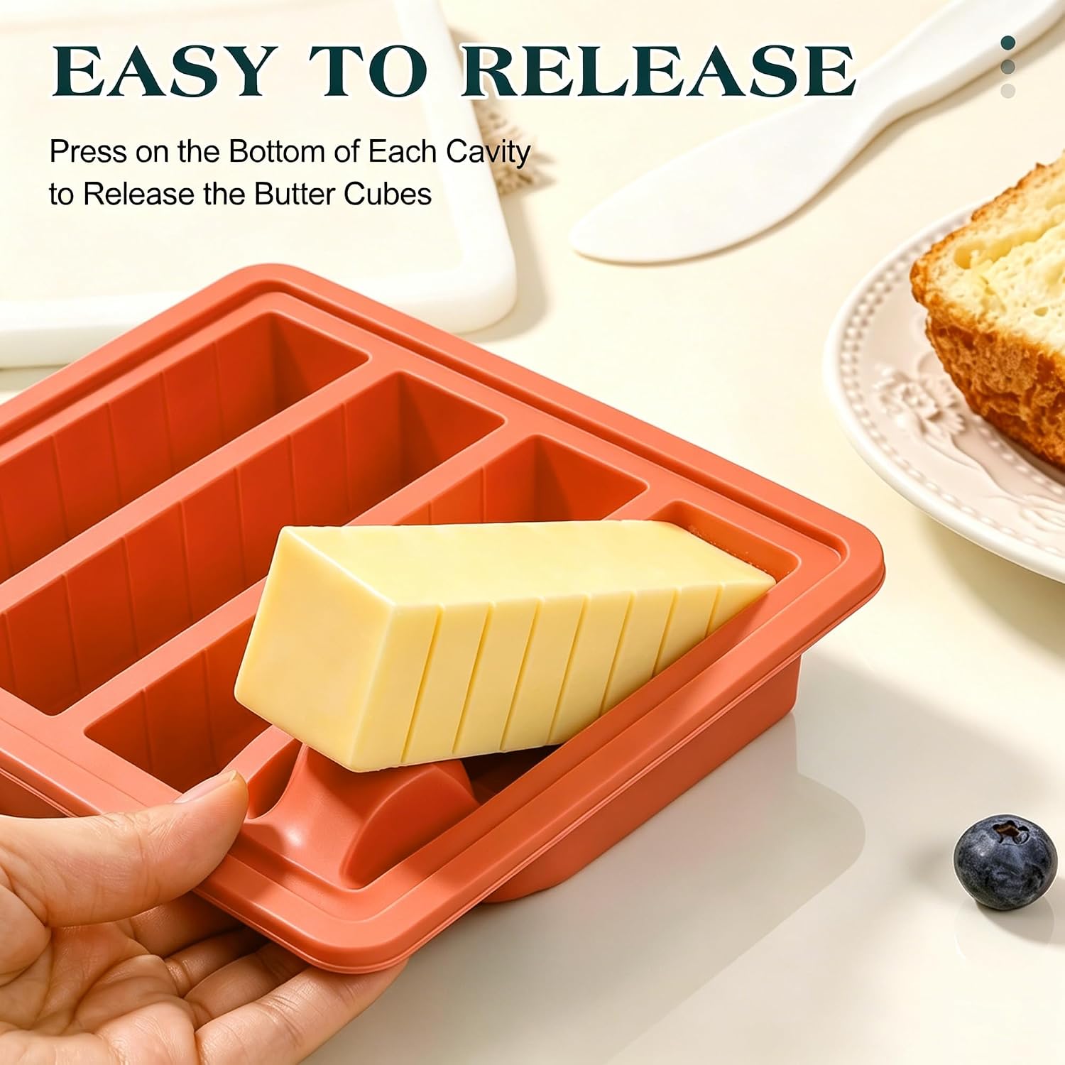 CAKETIME Silicone Butter Mold with Stainless Steel Frame & Spatula