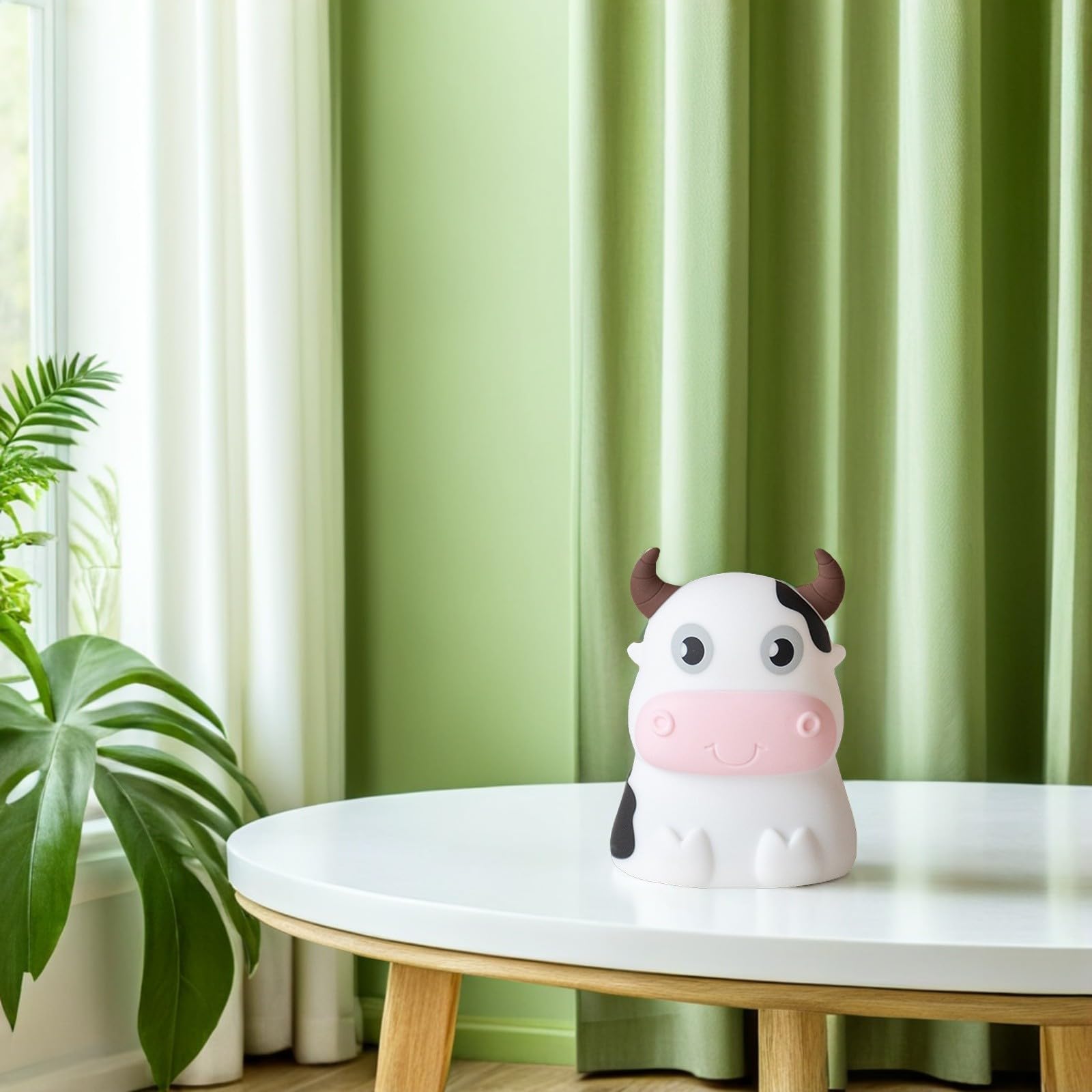 Luz Nocturna de Silicona Forma de Vaca para Dormitorio Infantil Luz Quitamiedos para Bebés Multicolor para Habitación de