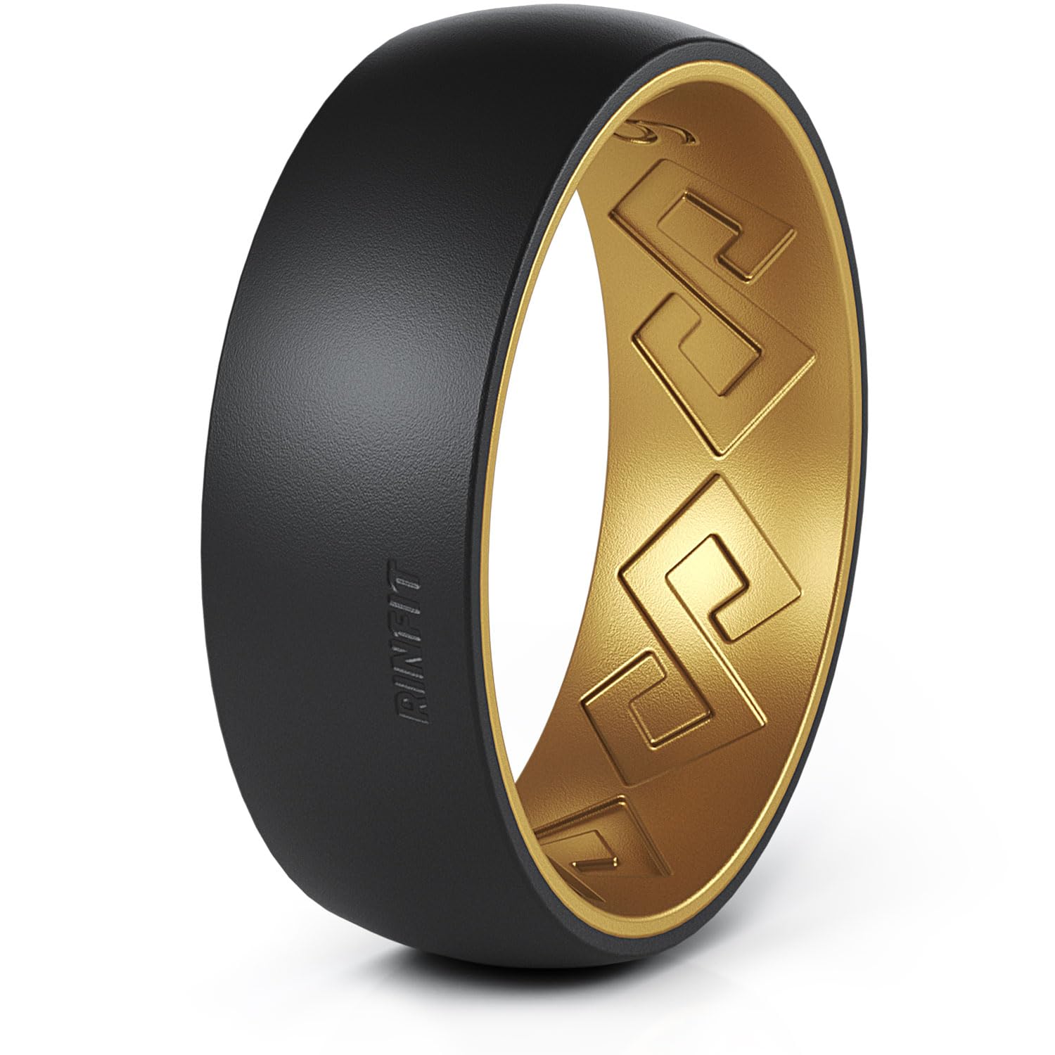 Anillos de silicona para mujeres y hombres, 0.276 in de ancho, 0.079 in de grosor, juegos de alianzas de boda de silicona a juego – Anillo de goma de diseño patentado de dos tonos, Silicona,
