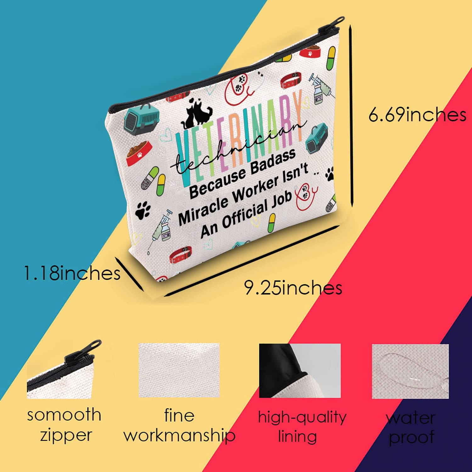 Veterinary Technician Cosmetic Bag Vet Tech Makeup Zipper Pouch Vet Tech Grad Gift New Vet Gift (Veterinary Bag) - Image 3