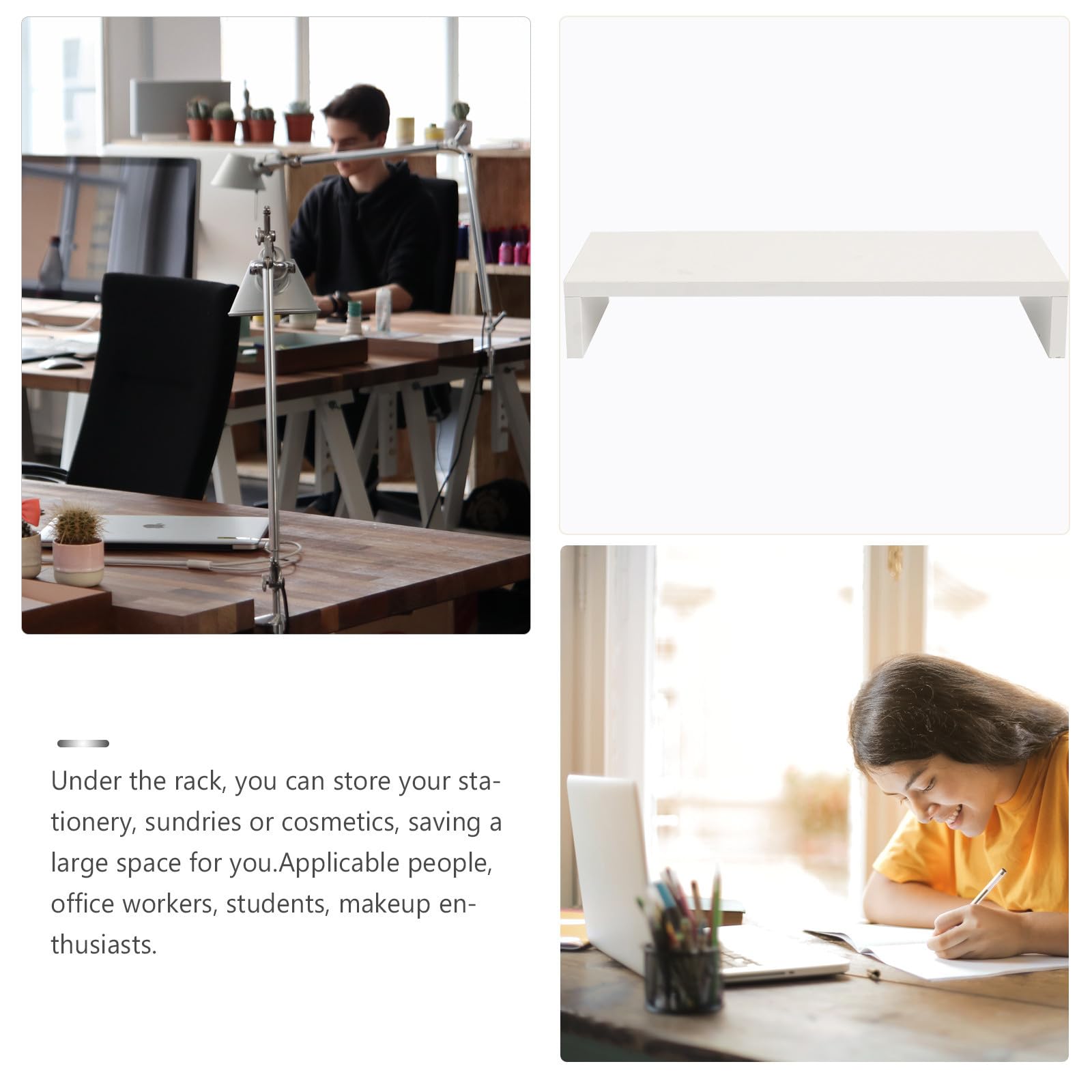 COLLBATH Soporte Elevador para Monitor de Madera Blanco de Escritorio