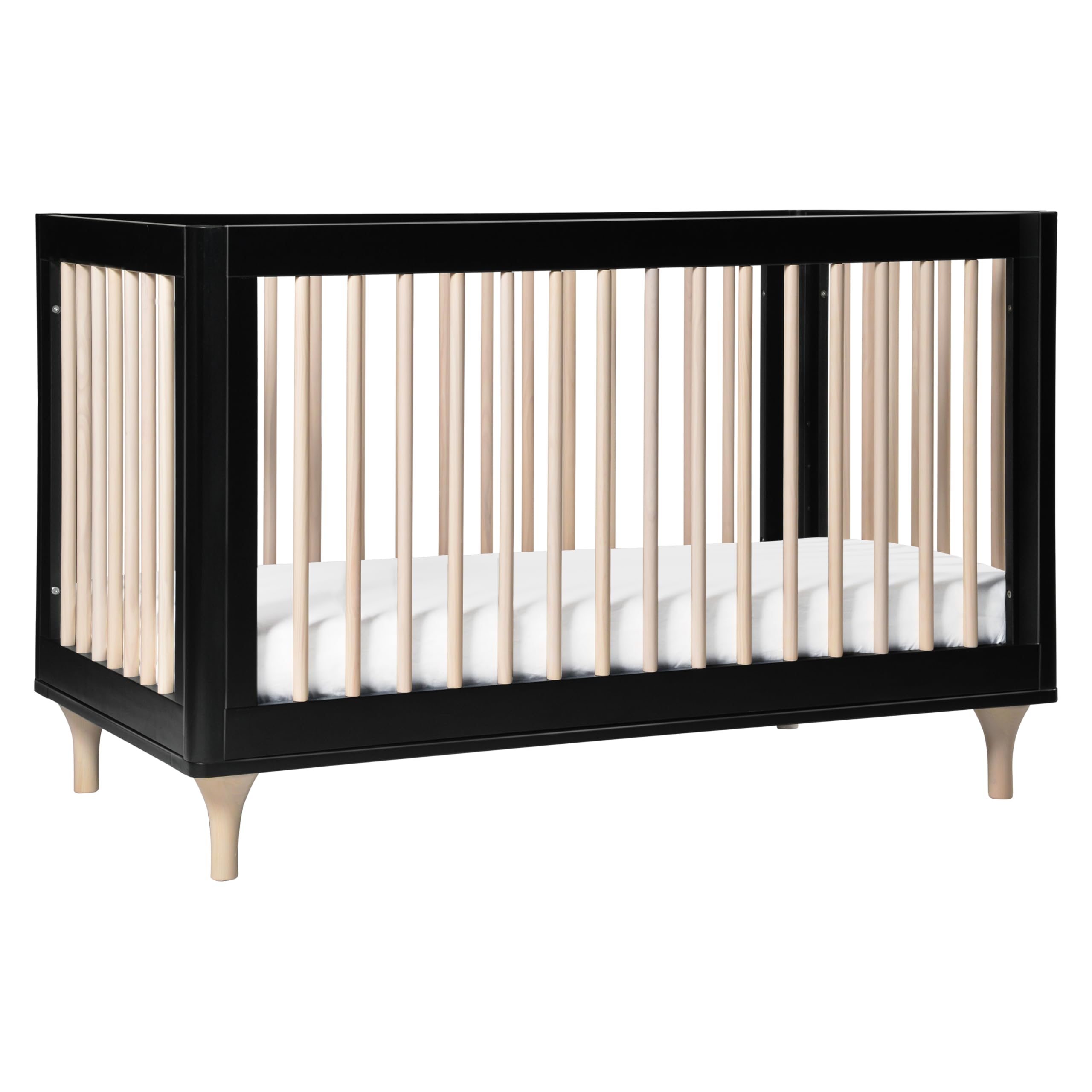 babyletto Lolly 3-in-1 Convertible Baby Crib, Black and Washed Natural | Baby Crib Converts to Toddler Bed & Daybed - GREENGUARD Gold Certified Easy to Assemble