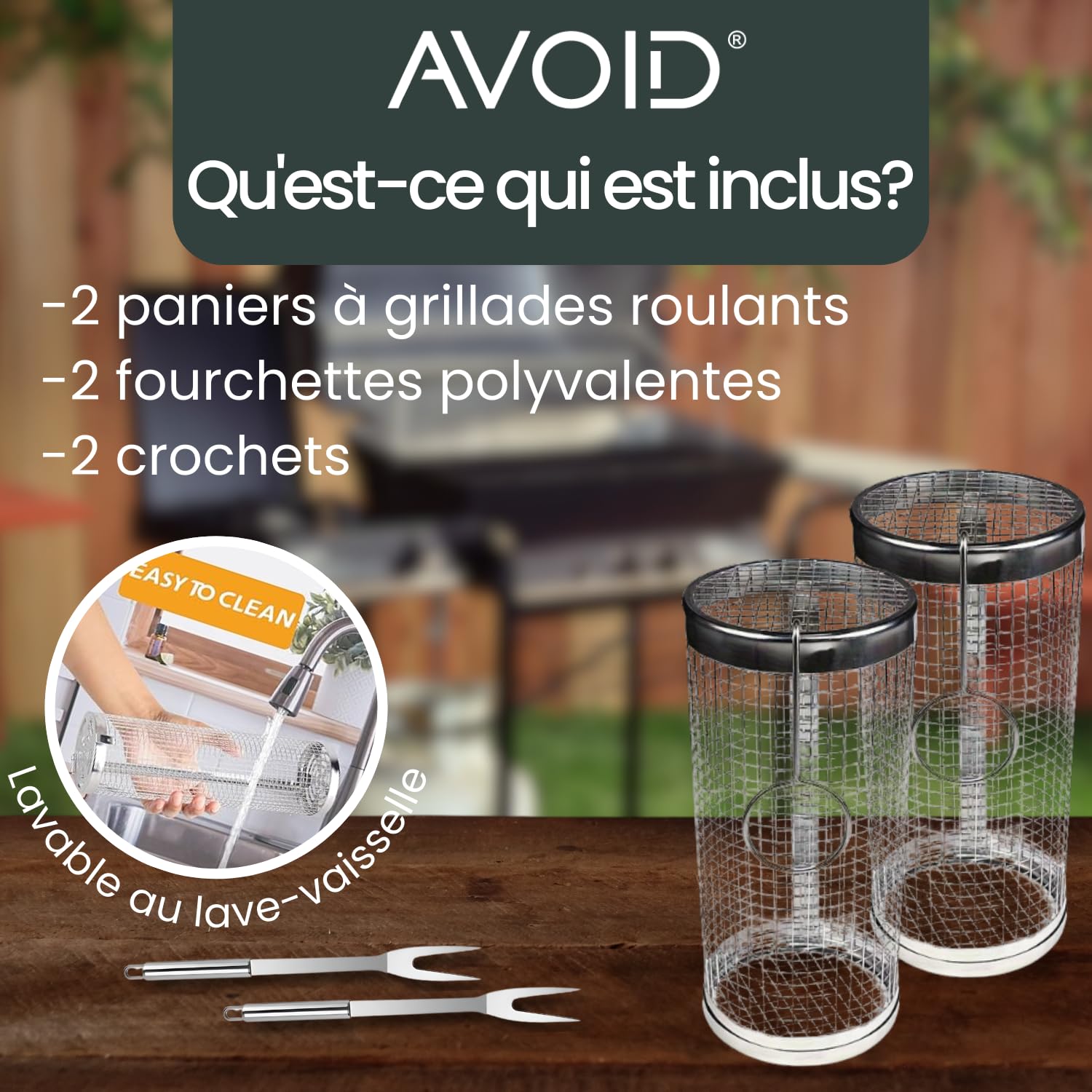 AVOID Panier à Griller Roulant - Panier Barbecue Cylindrique Enroulable en Acier Inoxydable - Accessoires Barbecue pour BBQ Grill Extérieur, Cadeau de Vacances (Silver, 20cm X 10cm)