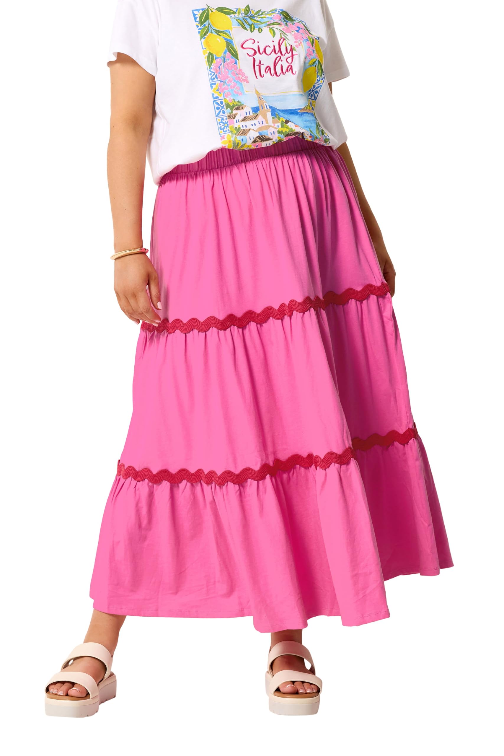Yours Women's Maxi Skirt - Bright Pink - Size 26-28