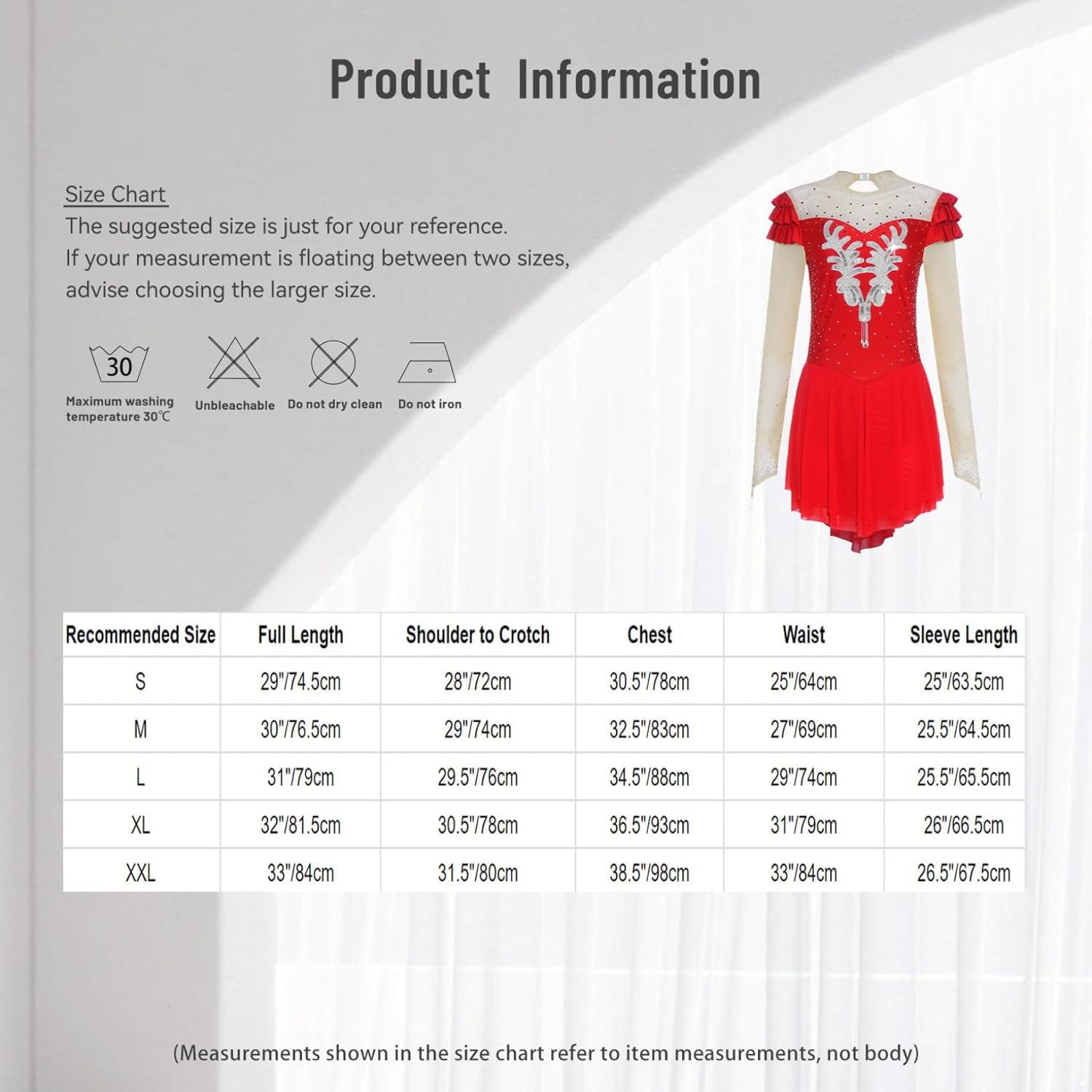 YEAHDOR Figure Ice Skating Dress for Women Long Sleeve Mesh Flowy Skirted Leotard Ballet Dance Costume