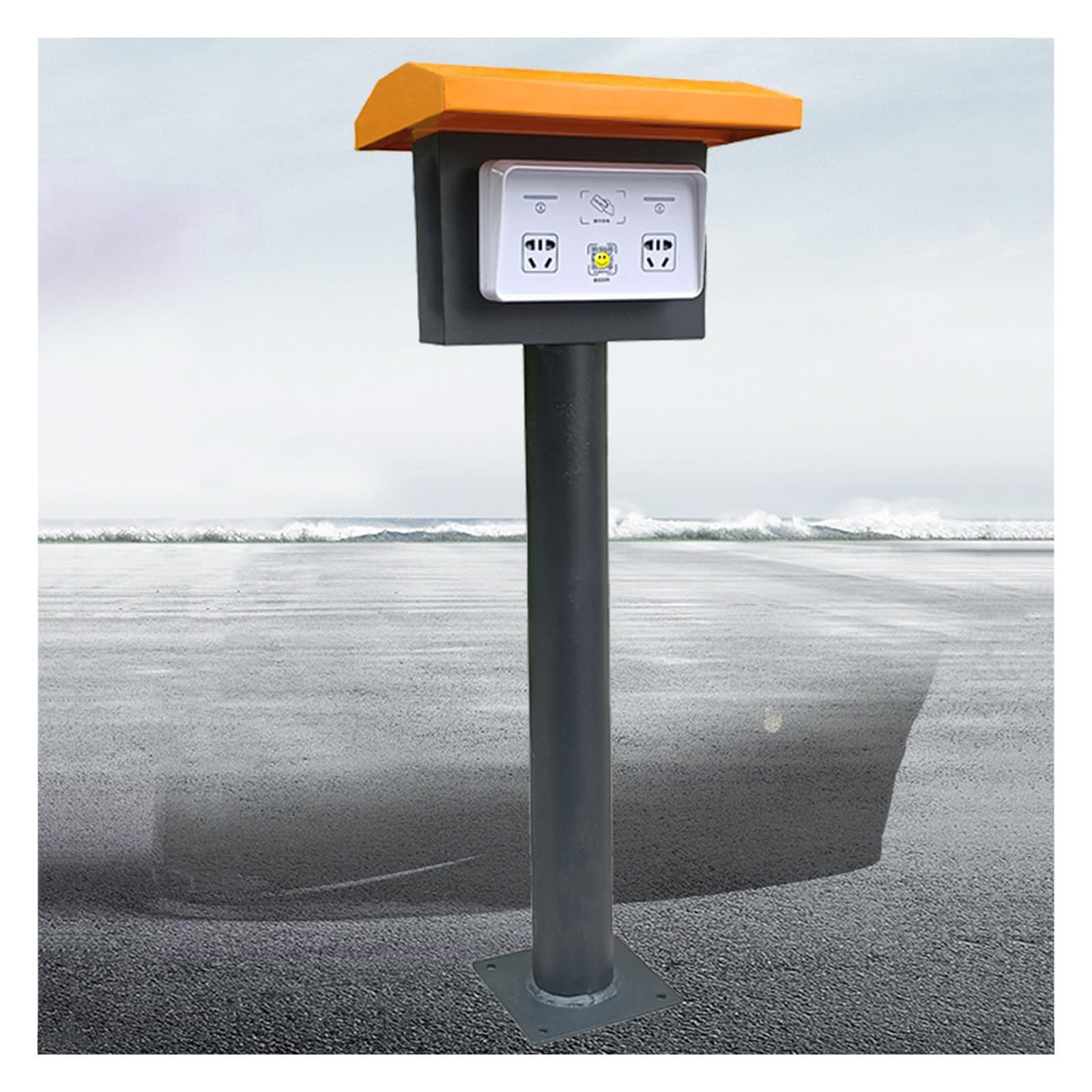 Station de recharge double face pour charger deux véhicules électriques sous la pluie sans risque