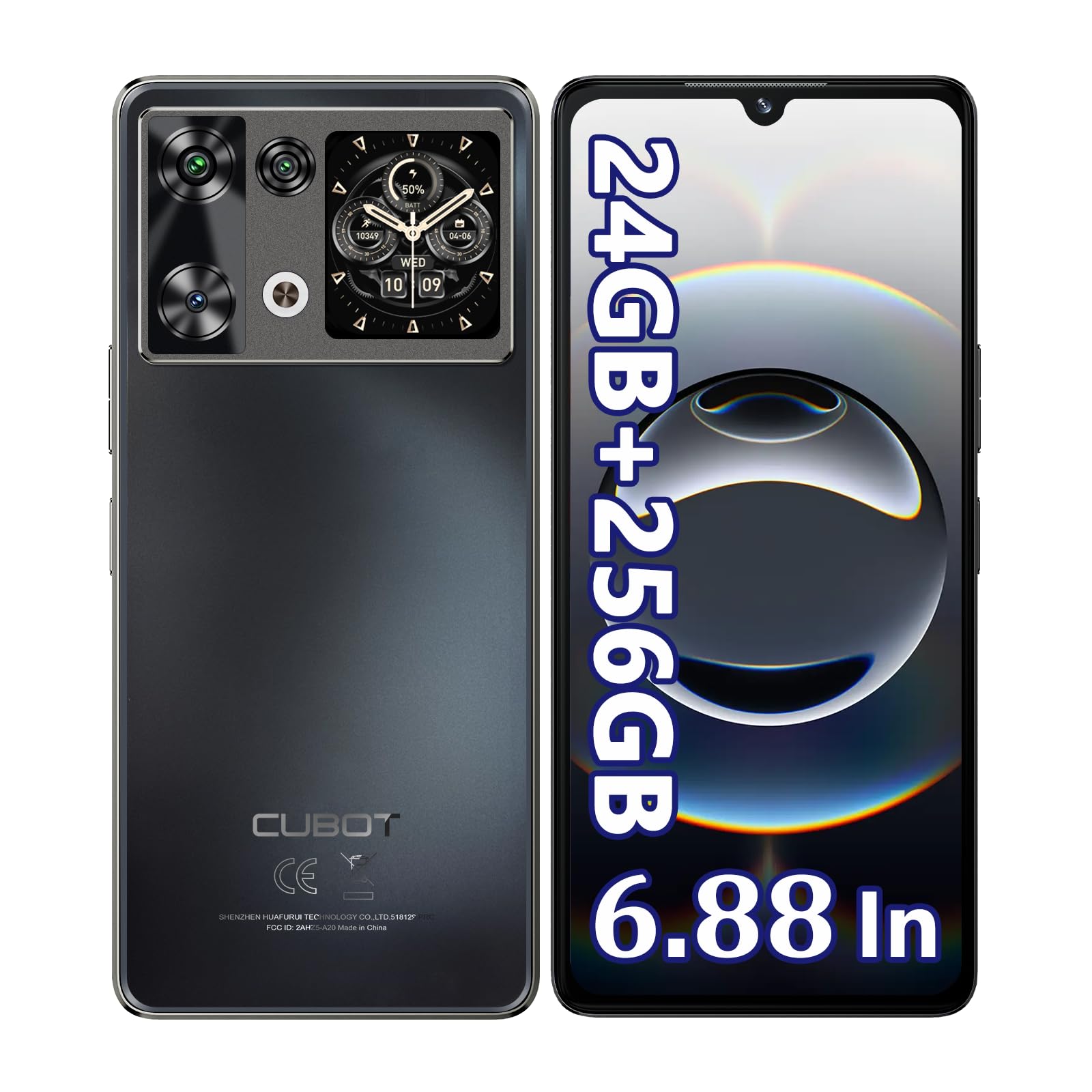 CUBOT P90 Smartphone Android 15, 24GB RAM+256GB ROM Telefono Cellulare G100, 6.88" 120Hz Cellulari e Smartphone, 1.72" Touch Screen Posteriore, 64MP+16MP Telefoni, 5100mAh/18W, NFC/Face ID/Fingerprint
