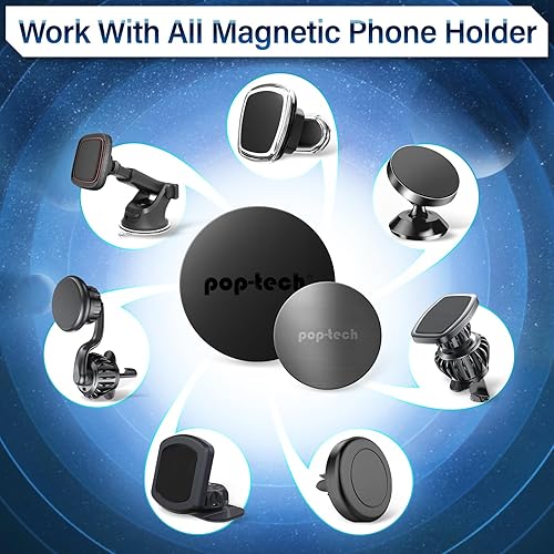 Miniatura 2 de Placa de metal para imán de teléfono, paquete de 8 discos magnéticos de repuesto, placa de montaje mágica con respaldo adhesivo para empuñaduras de