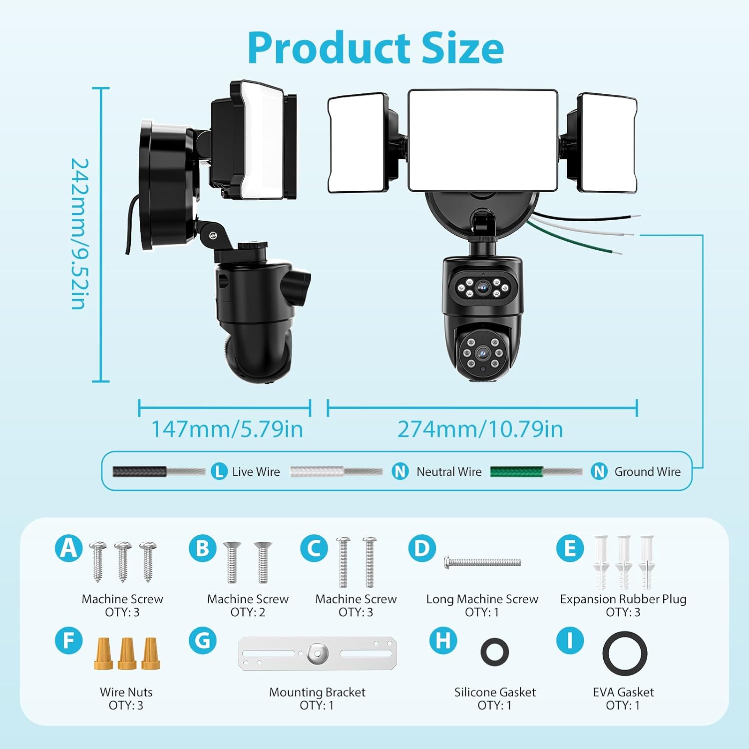 Olafus 2K Dual Lens Security Camera Outdoor, 360° Auto Tracking, 5500LM Floodlight, Color Night Vision, Motion Detection, 2-Way Audio, Alexa/Google Home, 2.4G WiFi Flood Light Camera Outdoor Wired Olafus 2K Dual Lens Security Camera Outdoor, 360° Auto Tracking, 5500LM Floodlight, Color Night Vision, Motion Detection, 2-Way Audio, Alexa/Google Home, 2.4G WiFi Flood Light Camera Outdoor Wired