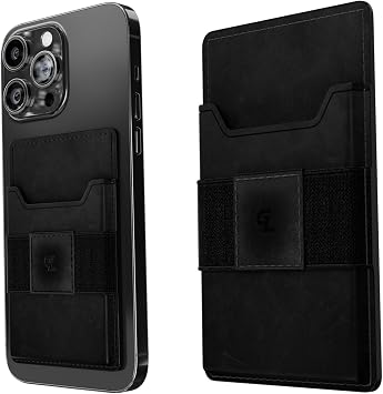 Groove Life Groove Wallet Go, Black Leather Attachment Card Holder for Men