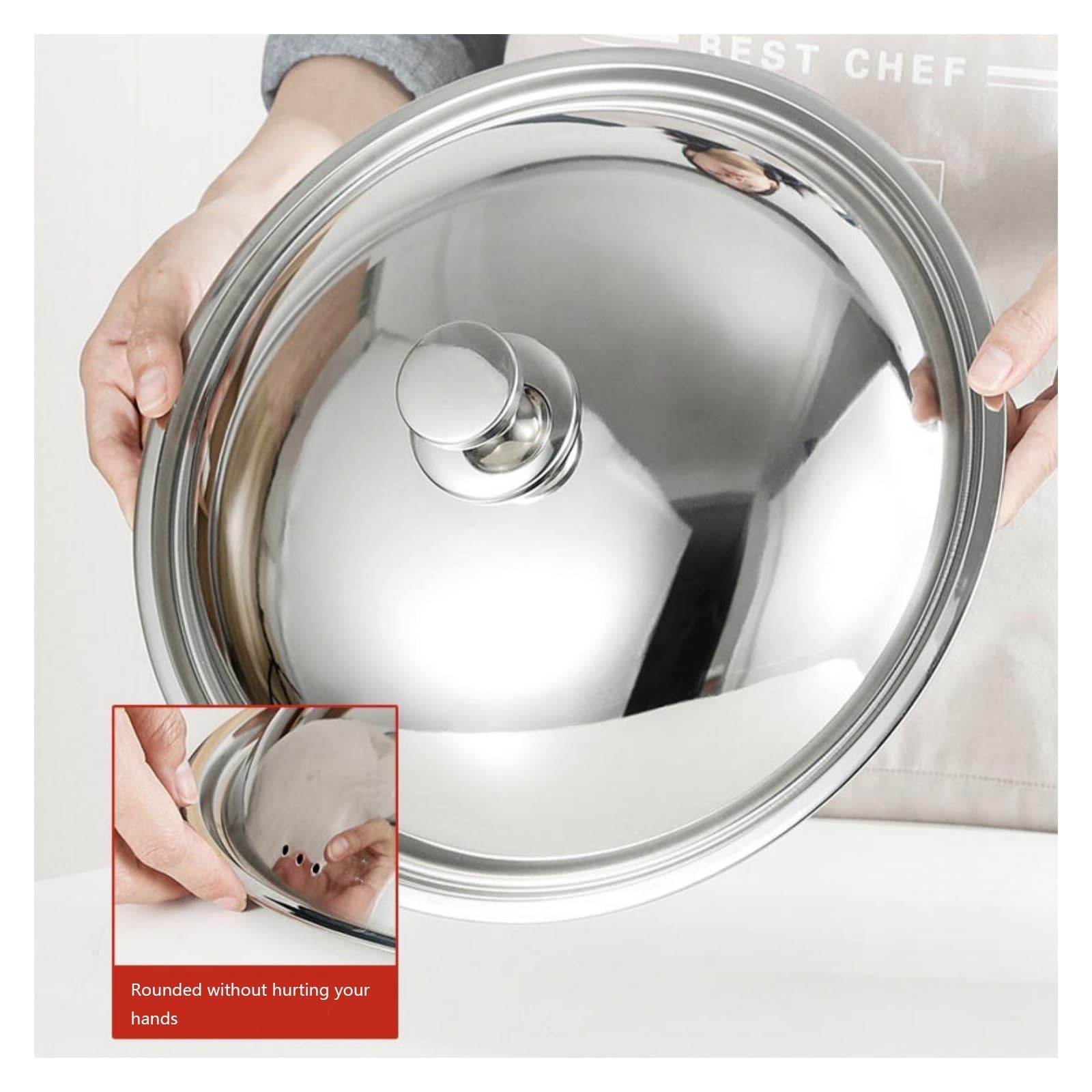 Tapa Universal De Acero Inoxidable Grueso con Mango Ergonómico, Accesorios para Wok, Cubiertas para Sartenes, Tapas para Wok, Accesorios para Wok, Tapas De Repuesto para(Un color-40cm)