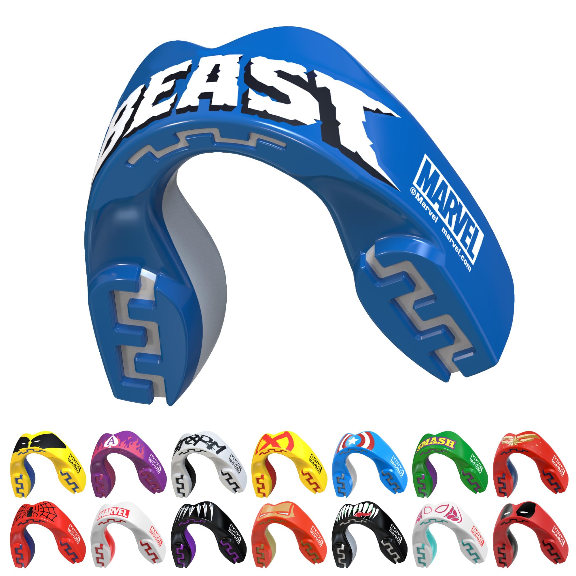 Marvel Sports Mouth Guard Dual Layer Adult and Junior Gum Shield with Case (Beast, Junior (up to 11 Years))