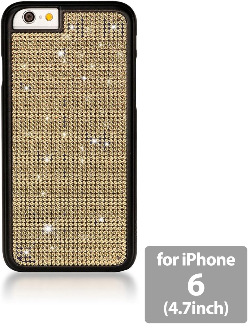 Bling My Thing Black Case with Genuine Crystals for iPhone 6 4.7-Inch - Retail Packaging - Black/Gold Crystals