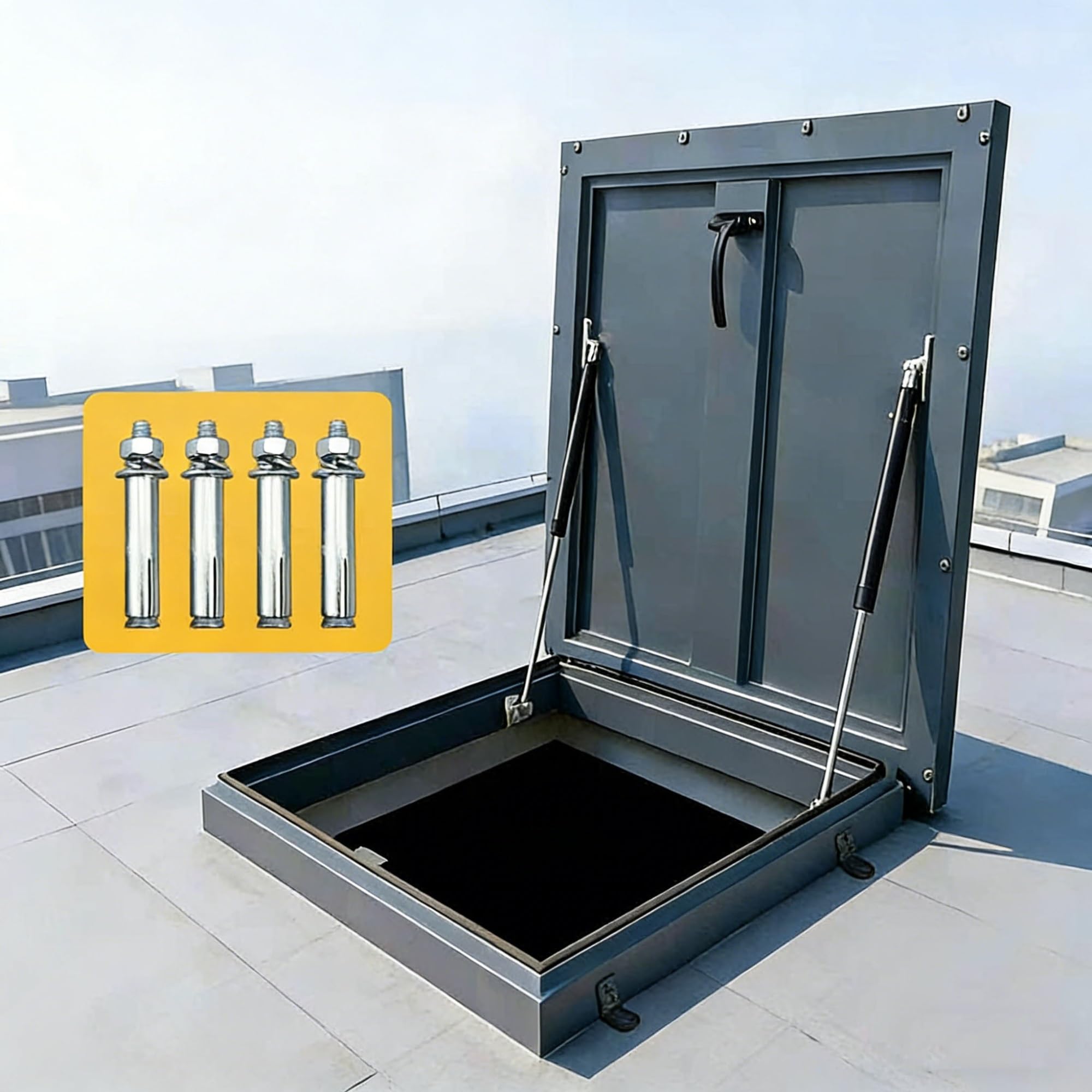 Puerta de bodega y cubierta de entrada de sótano – Tiras de sellado de cuatro lados para acceso Emerncy, protección de cabezal de pozo, mantenimiento de techo (50 x 50 – 61 x 61 cm)