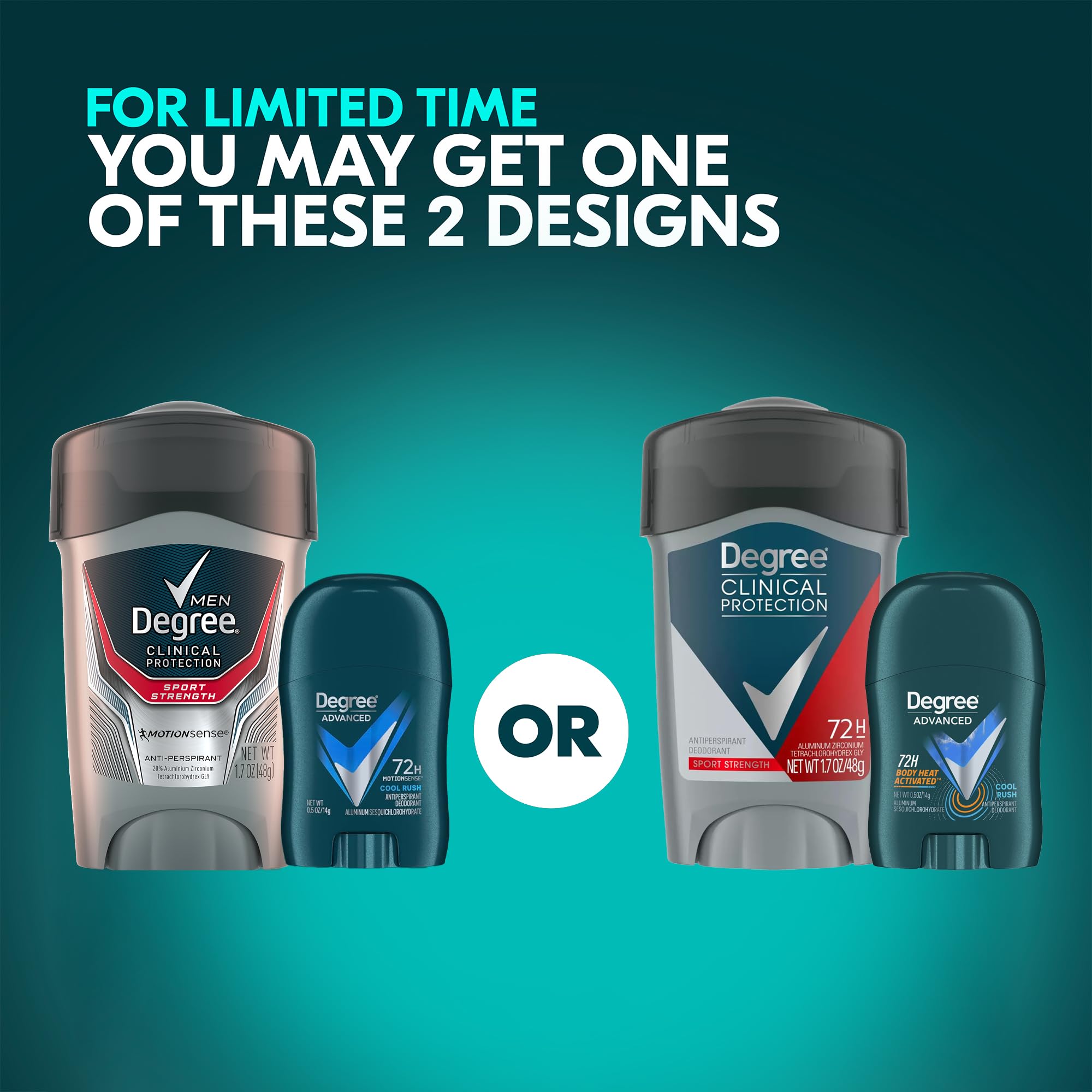 Degree Men Clinical Protection Sport Strength Antiperspirant 4-Pack + Travel Mini