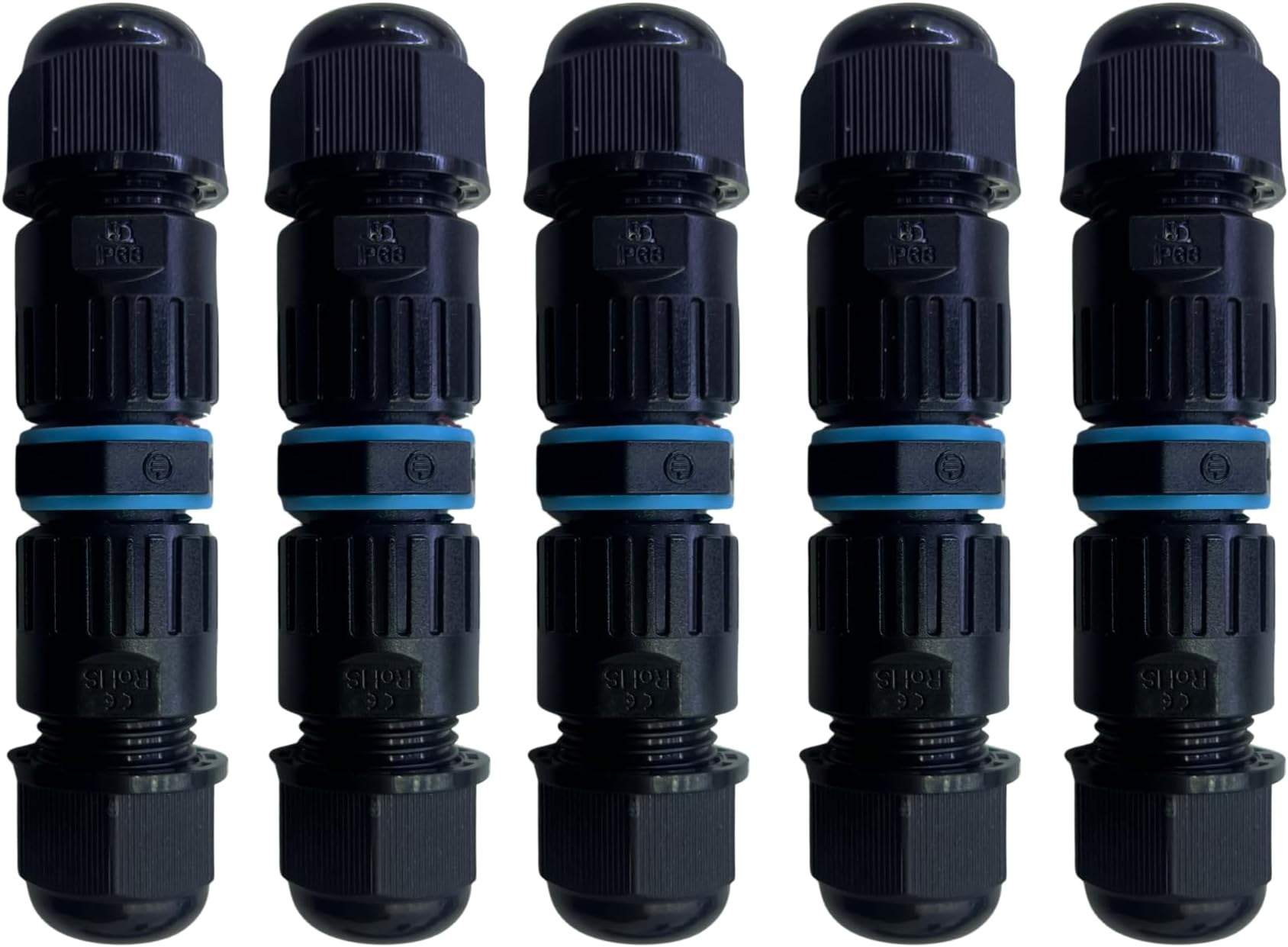 IP68 Waterproof Inline Cable Connector M16 | 3-Pole Electrical Wire Connector | Cable OD 4–8 mm | Wire Core 0.5–1.5 mm² | -40°C to +125°C | Outdoor & Underground Wiring | Pack of 5