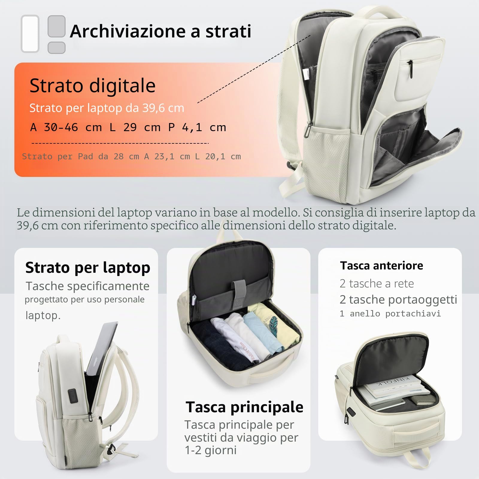 Zaino Uomo Zaino per PC Portatile, 15.6 Pollici Zaino Porta PC con Caricatore USB Zaino da lavoro