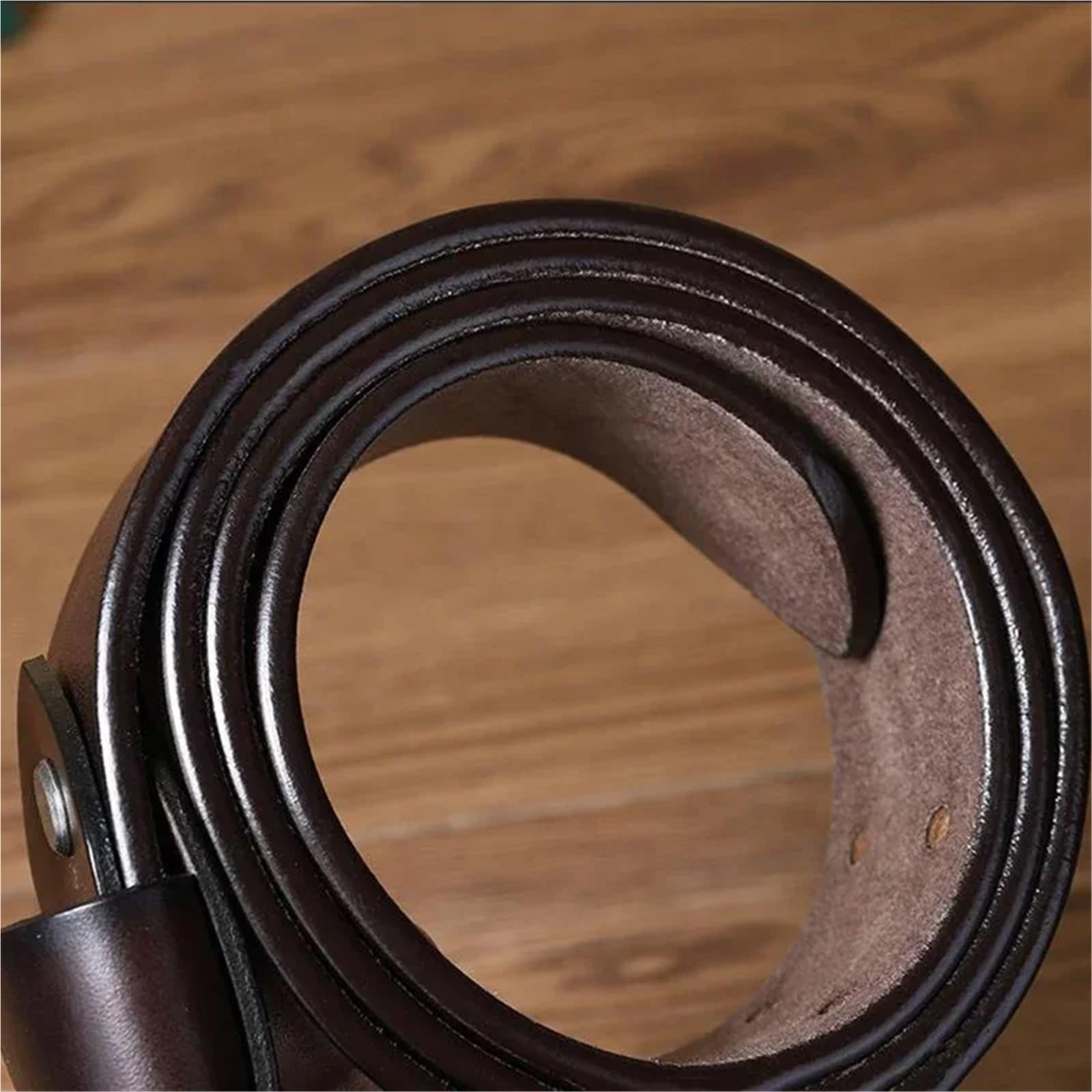 1 pz cintura da uomo in vera pelle for maschile doppia fibbia ad ardiglione cinturino for jeans cowboy per Abbigliamento