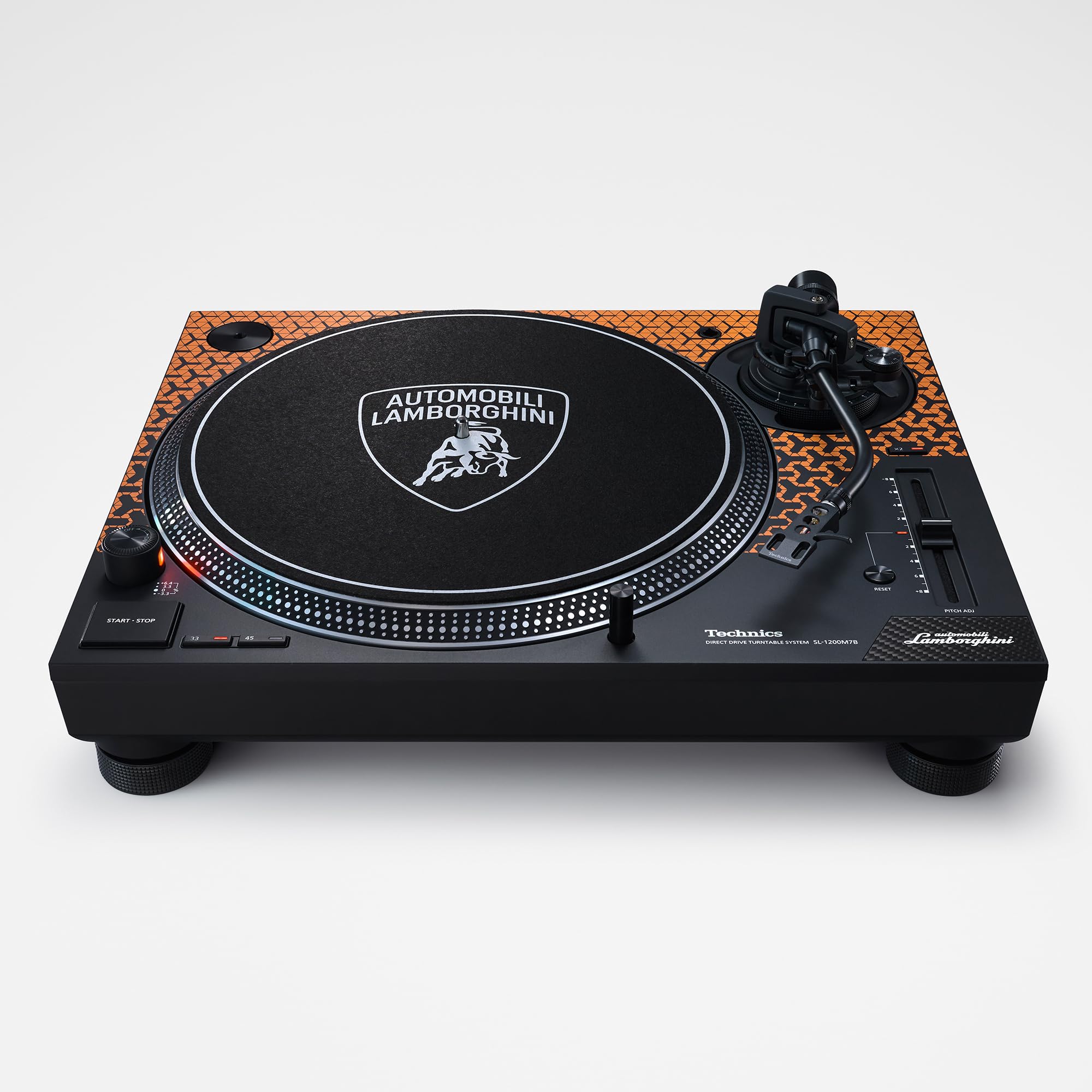 Technics SL-1200M7PBD Lamborghini Edition Système de Platine à entraînement Direct, Moteur sans Noyau, Lecteur Vinyle à 3 Vitesses, illuminateur de Stylet, Orange