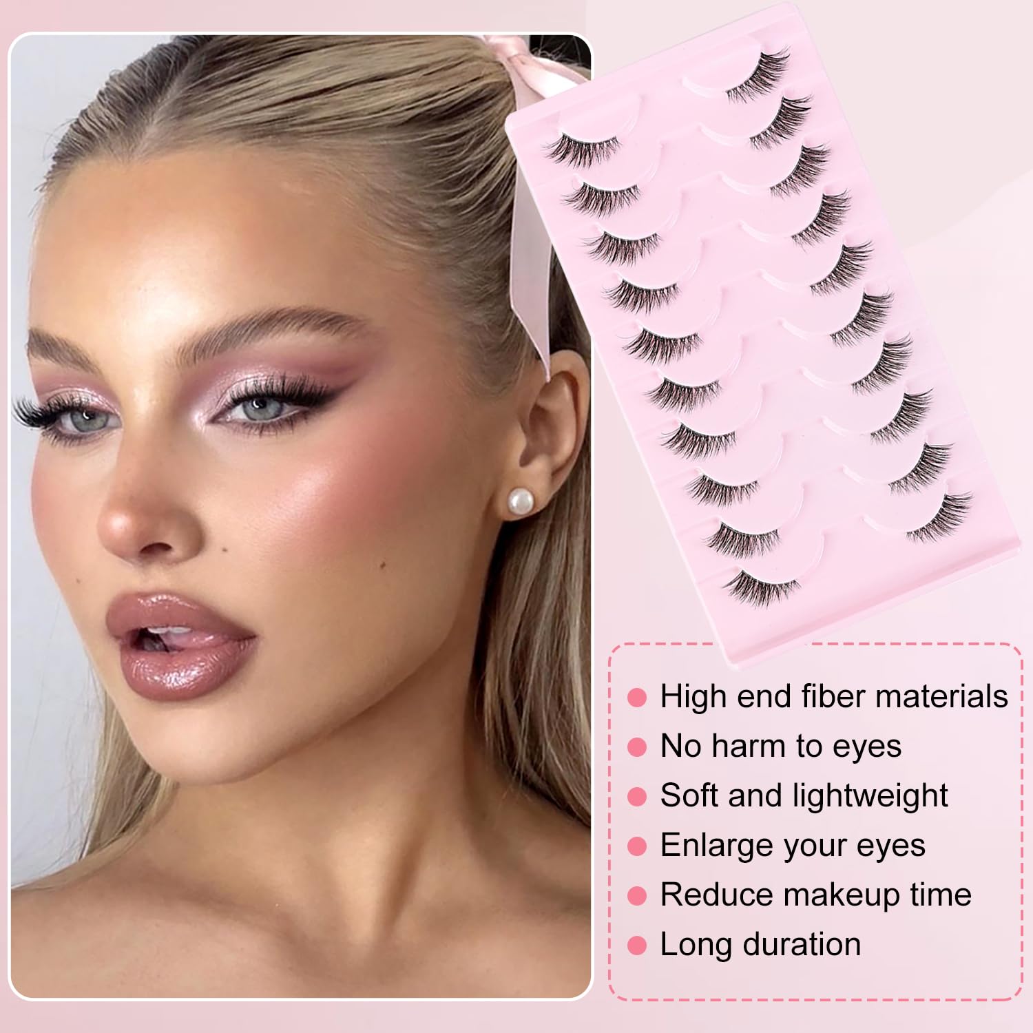 10 Paia Mezze Ciglia Finte, Half Lashes Cat Eye, Finte Naturali Fake Eyelashes Riutilizzabile