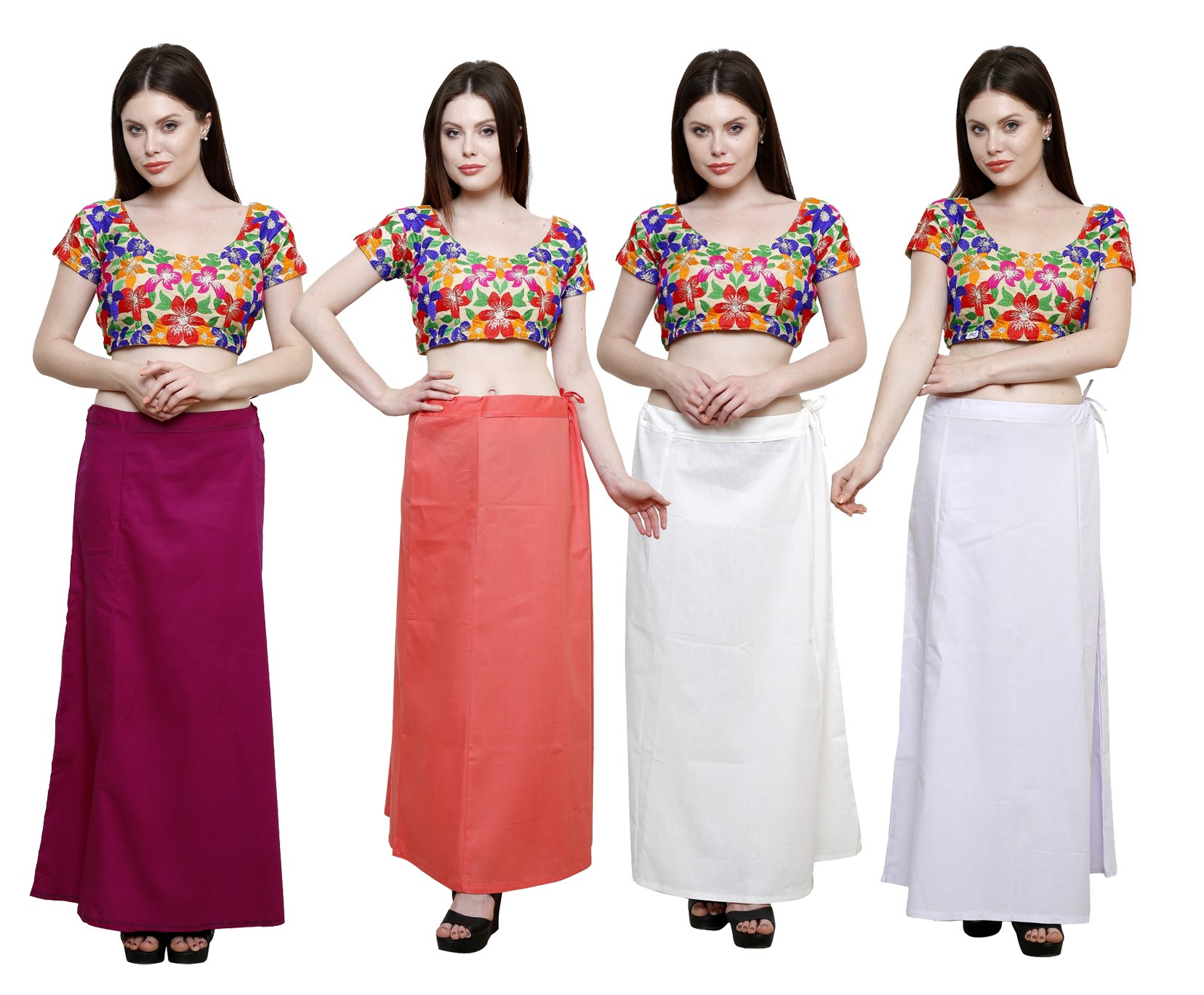 pistaa's combo of Women's Cotton Best Plain Solid Indian Readymade Inskirt Saree petticoats-picture-21