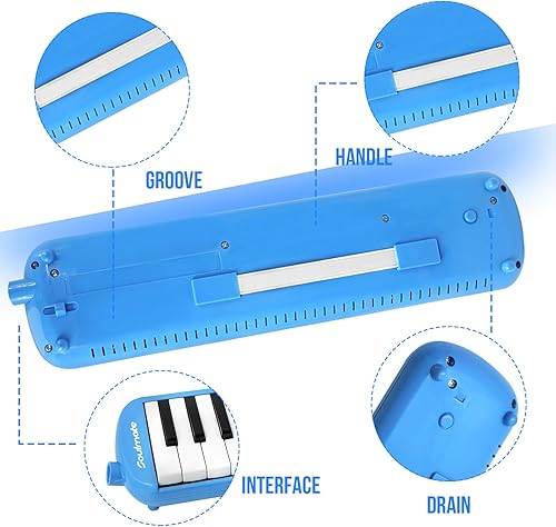 Vista 60 de Soulmate Instrumento melódico de 32 teclas para niños, teclado de piano de aire, melódica soprano con tubos largos suaves, boquillas cortas y bolsa