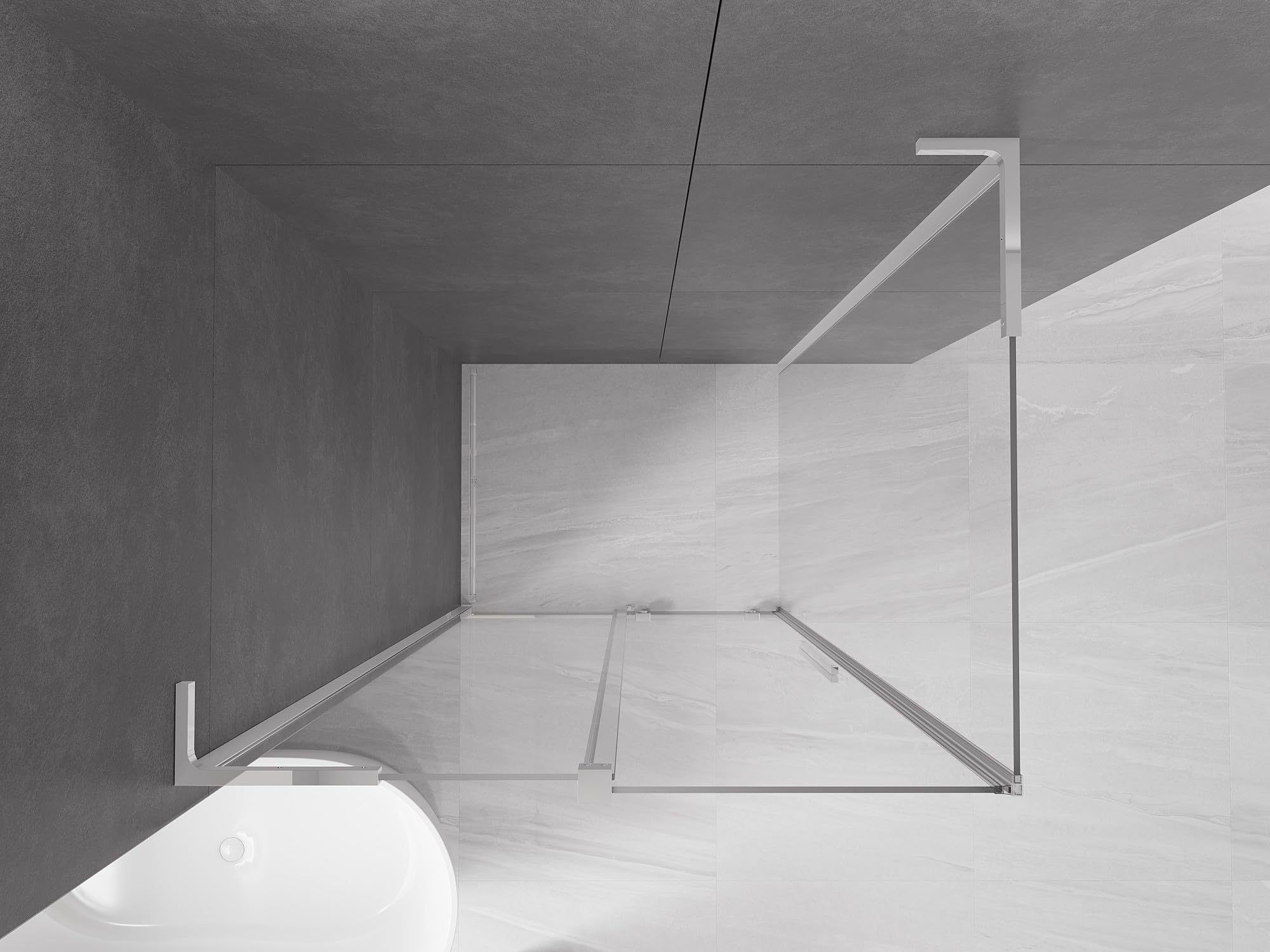 Mexen - Velar L Box doccia estensibile 90 x 120 cm, trasparente, cromato