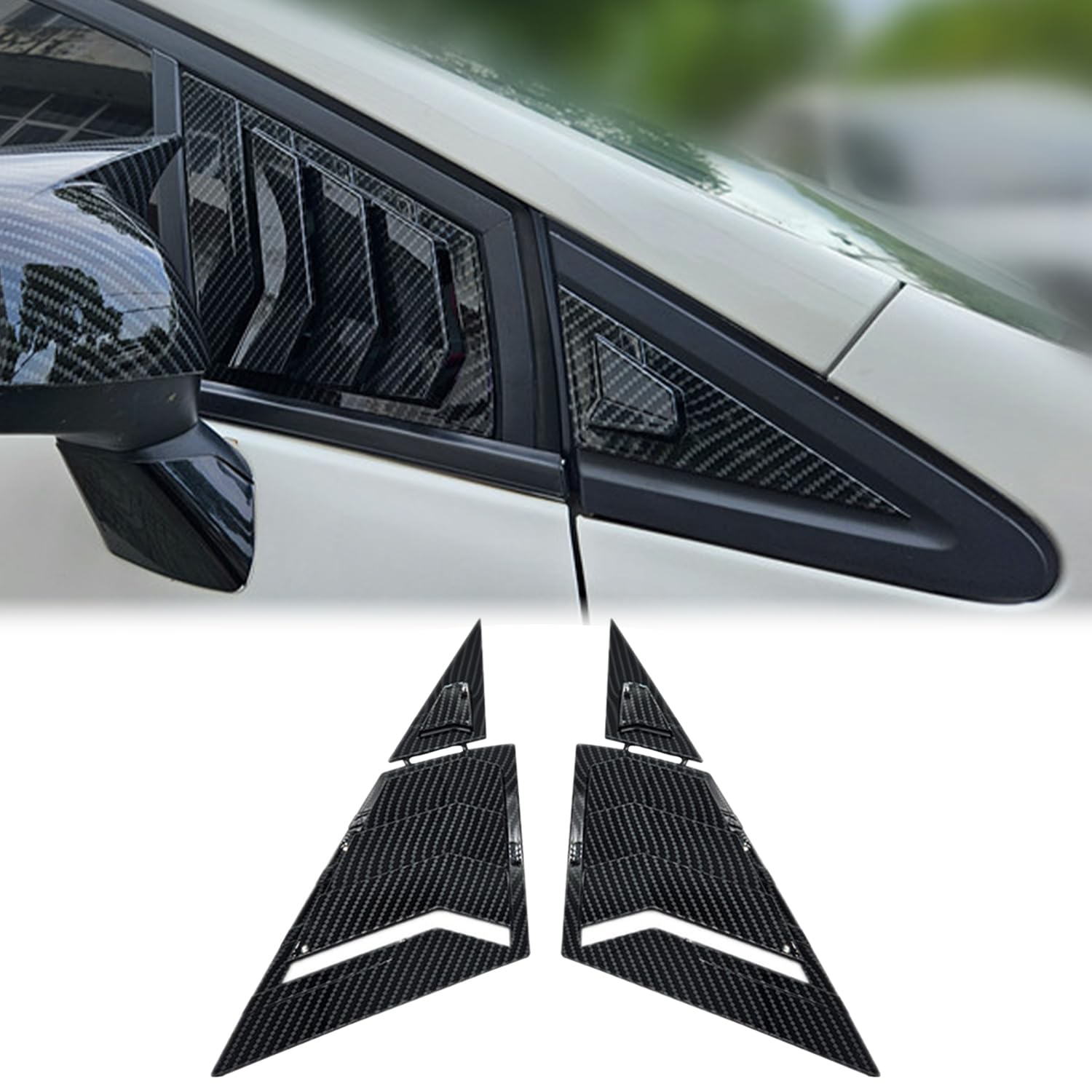 Kurtz Front Side Window Louvers for 9th Gen Honda Civic Sedan 2012 2013 2014 2015 Triangular Window Glass Blinds Air Vent Scoop Shades Cover Blinds Trim Sport Accessories ABS Carbon Fiber 2PCS