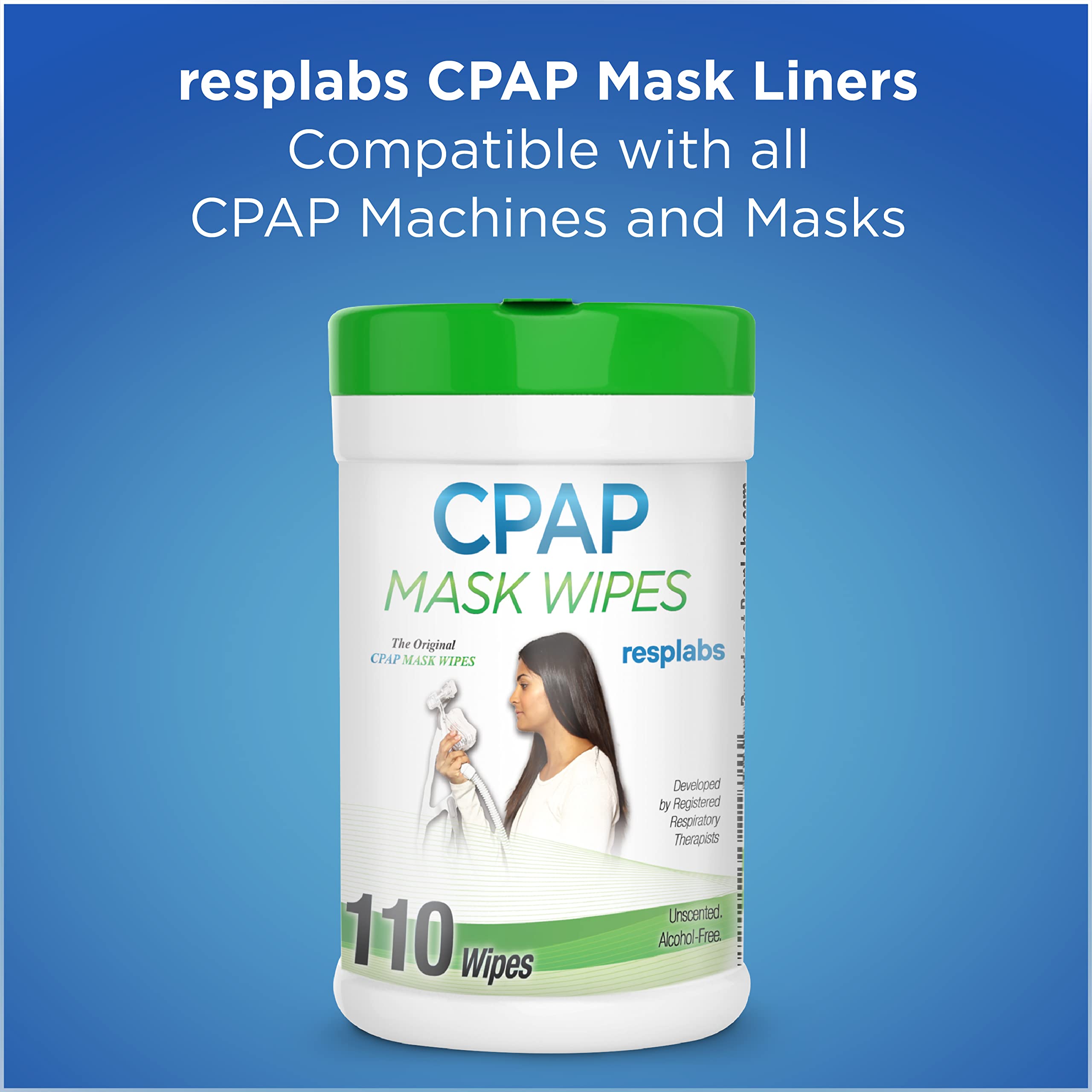 resplabs CPAP Mask Cleaning Wipes Unscented, Alcoholfree Cleaner for