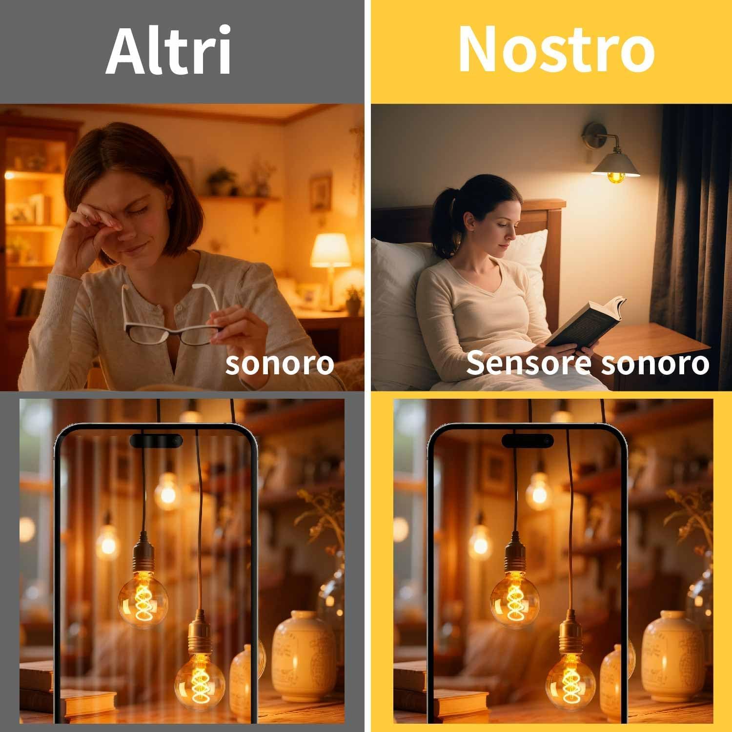 Lampadina LED E27 , Lampadine E27 Vintage luce bianca calda 2700K 4W G80 equivalenti a 40W, Lampadina retrò illuminazione retrò per soggiorno/camera da letto/sala da pranzo - ambra, confezione da 6