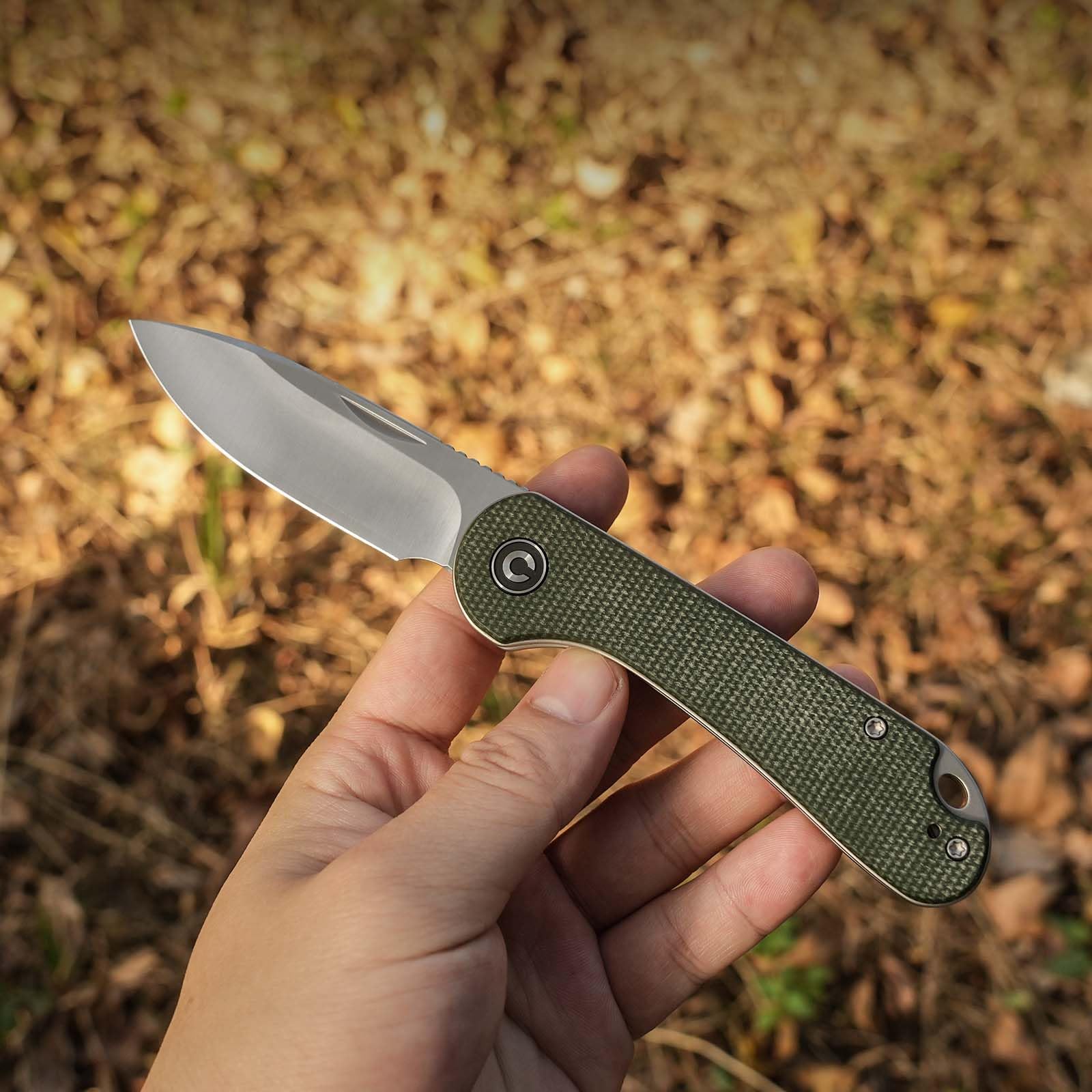 CIVIVI Elementum Slip Joint Taschenmesser Klappmesser 7,52 CM 14C28N Klinge Canvas-Micarta-Griff, Outdoor EDC-Messer C18062AJ-2 (Grün)