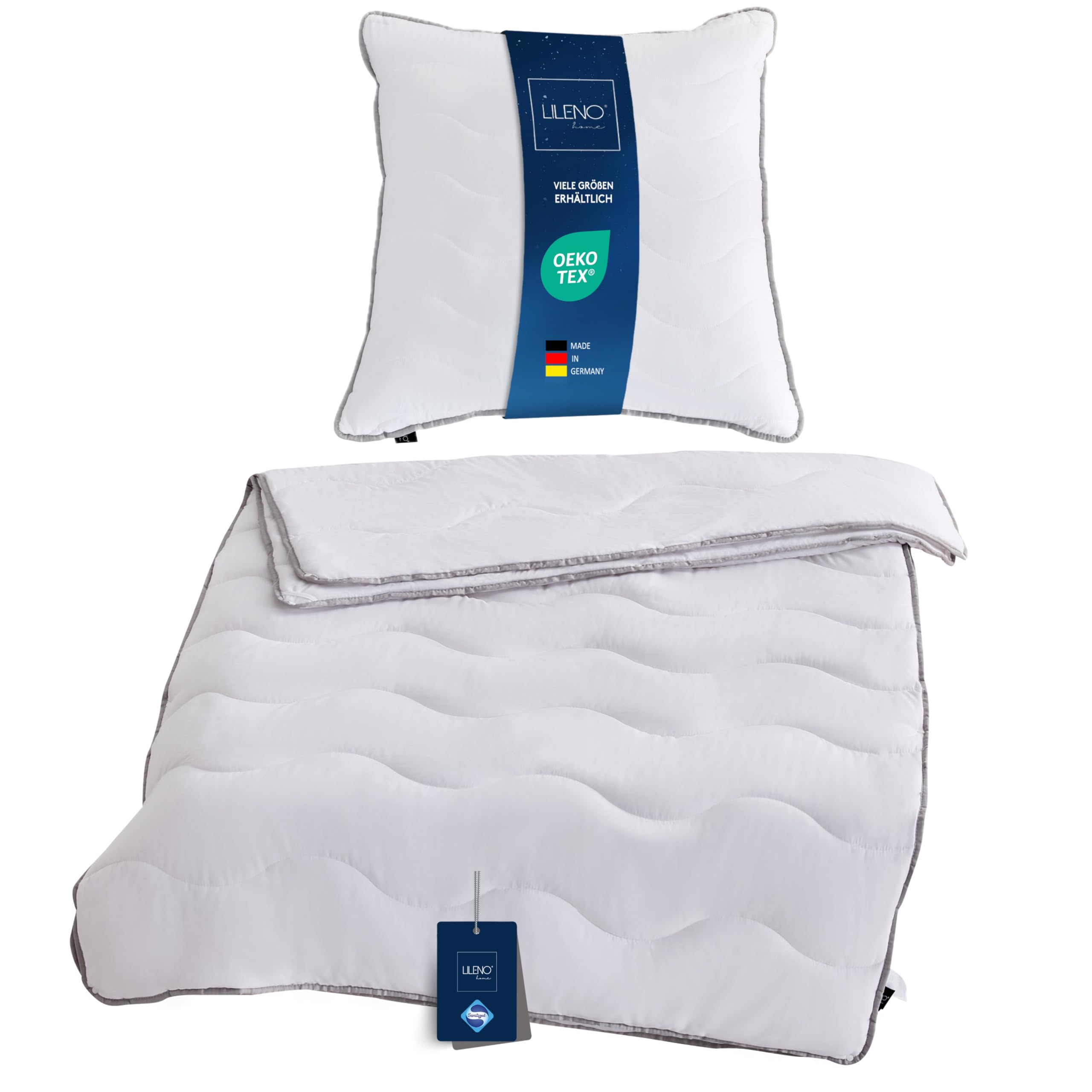 BEDSURE Beddengoed 155 x 220 cm, katoen, blauw, beddengoedsets 155 x 220 cm, 3-delig met 2 kussenslopen 80 x 80 cm, Oeko-Tex-beddengoed met ritssluiting