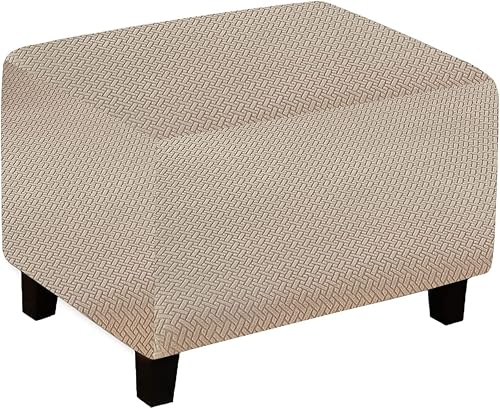 Funda otomana de sofá resistente al desgaste, funda otomana rectangular elástica, funda para taburete de pies, fundas de taburete extraíbles para