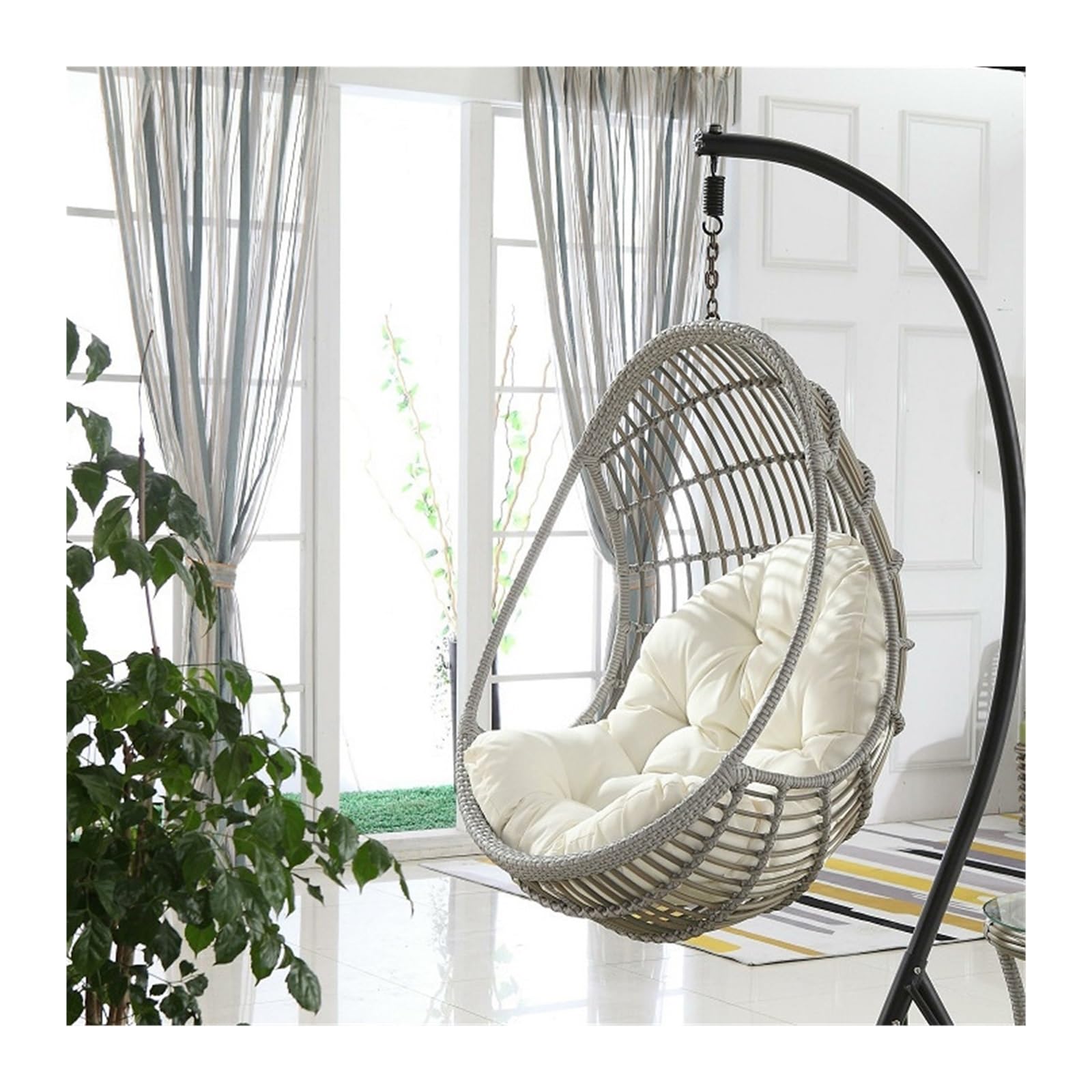AYGJKIE Hanging Egg Chair Cushion Swing Egg Chair Cushion Waterproof Patio Garden Chair Back Cushions Washable Patio Hanging Egg Chair Replacement Cushion(White,90x120cm)