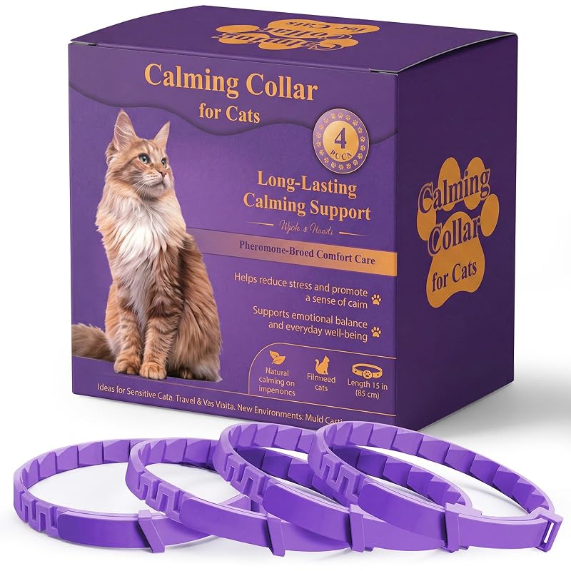 Coleira ajustável para gatos Ghilane, roxa, pacote com 4