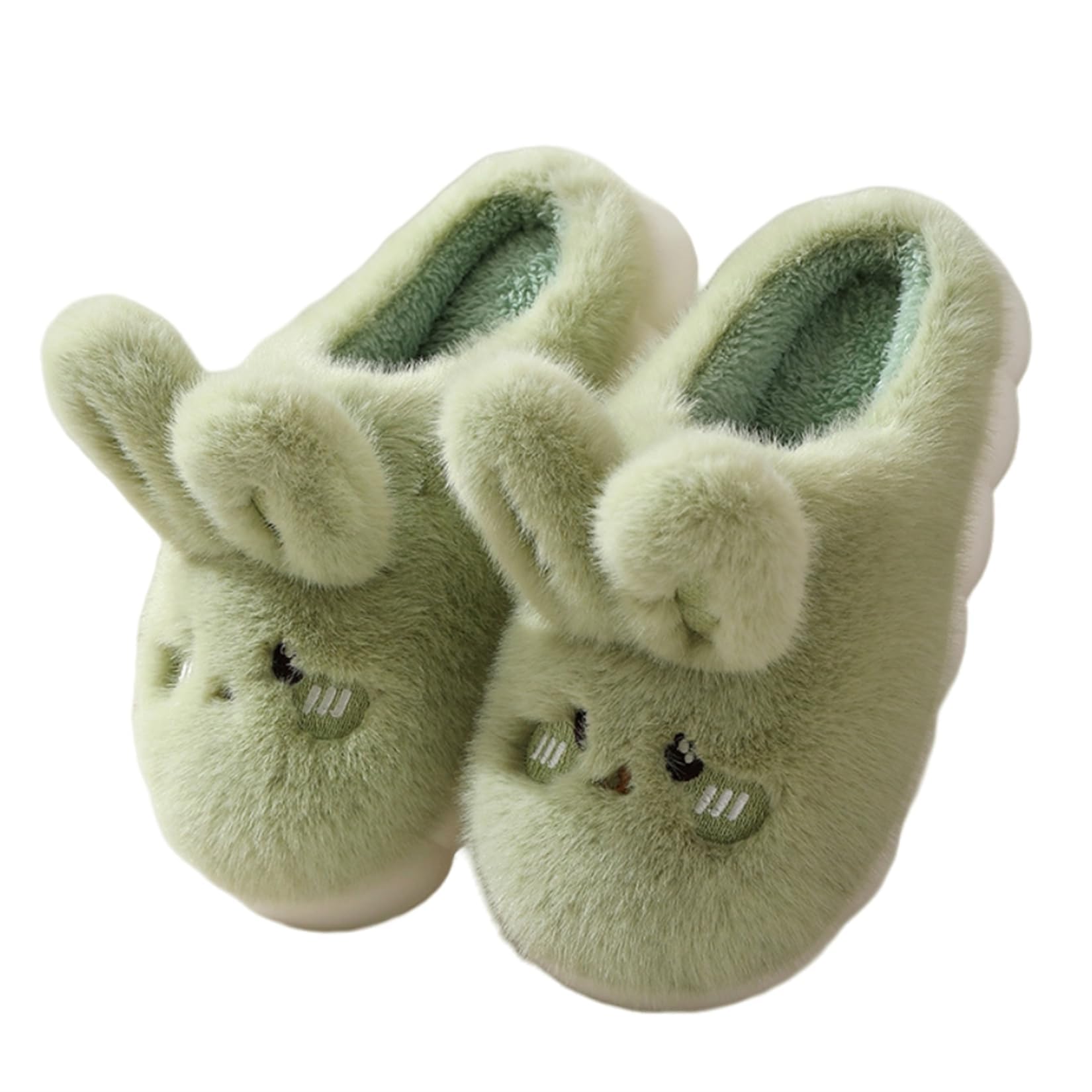 WYIKE Women's Warm Plush Bunny Animals Slippers Adult Cotton Men's Indoor non-slip Home Thick Bottom Slippers for Winter