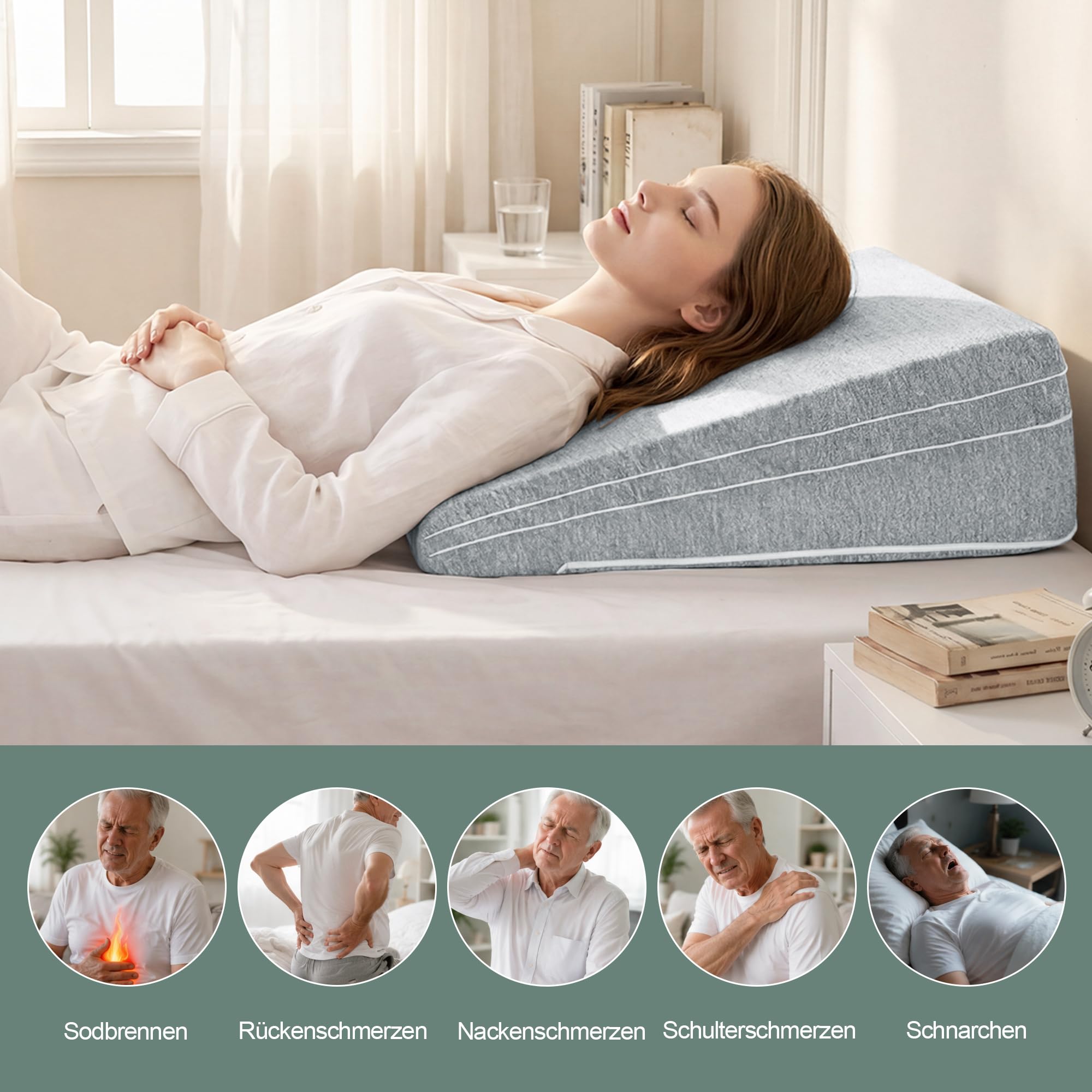 Almohada de espuma viscoelástica, cojín de apoyo ajustable | Almohada ajustable en cuña para dormir y leer, almohada para elevar las piernas, espalda y cuello