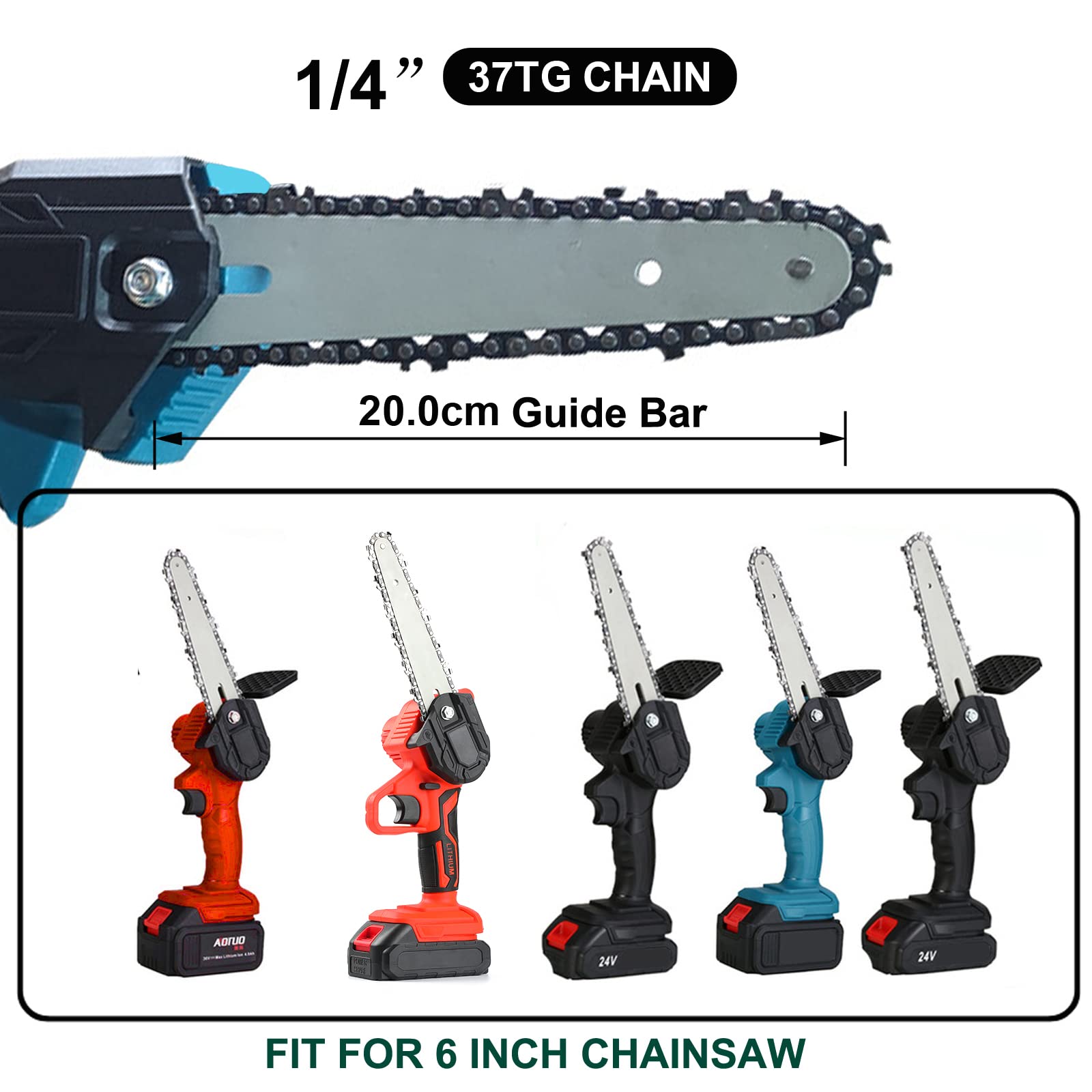 2 Catene Per Mini Motosega 6 Pollici - Lunghezza 23cm, Passo 1/4", Spessore 1.1mm, Per Giardinaggio - Foto 5