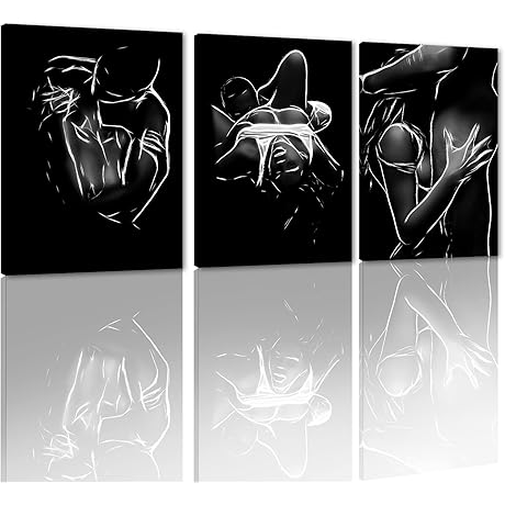 Black and White Sexy 3 Piece Wall Art for Bedroom