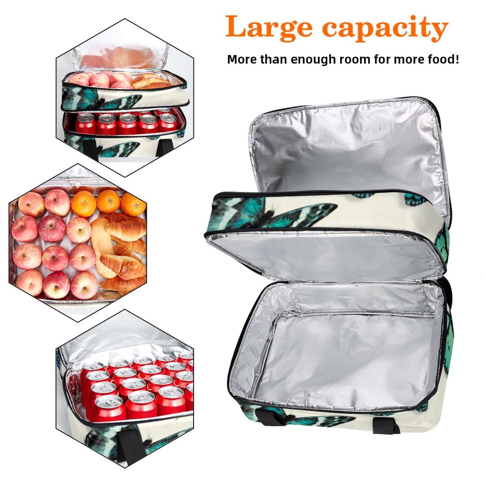 Grand sac à déjeuner isotherme pour homme et femme, double couche, étanche, étanche, réutilisable, sac fourre-tout pour le travail, l'école, le pique-nique, la plage, le camping, les voyages,