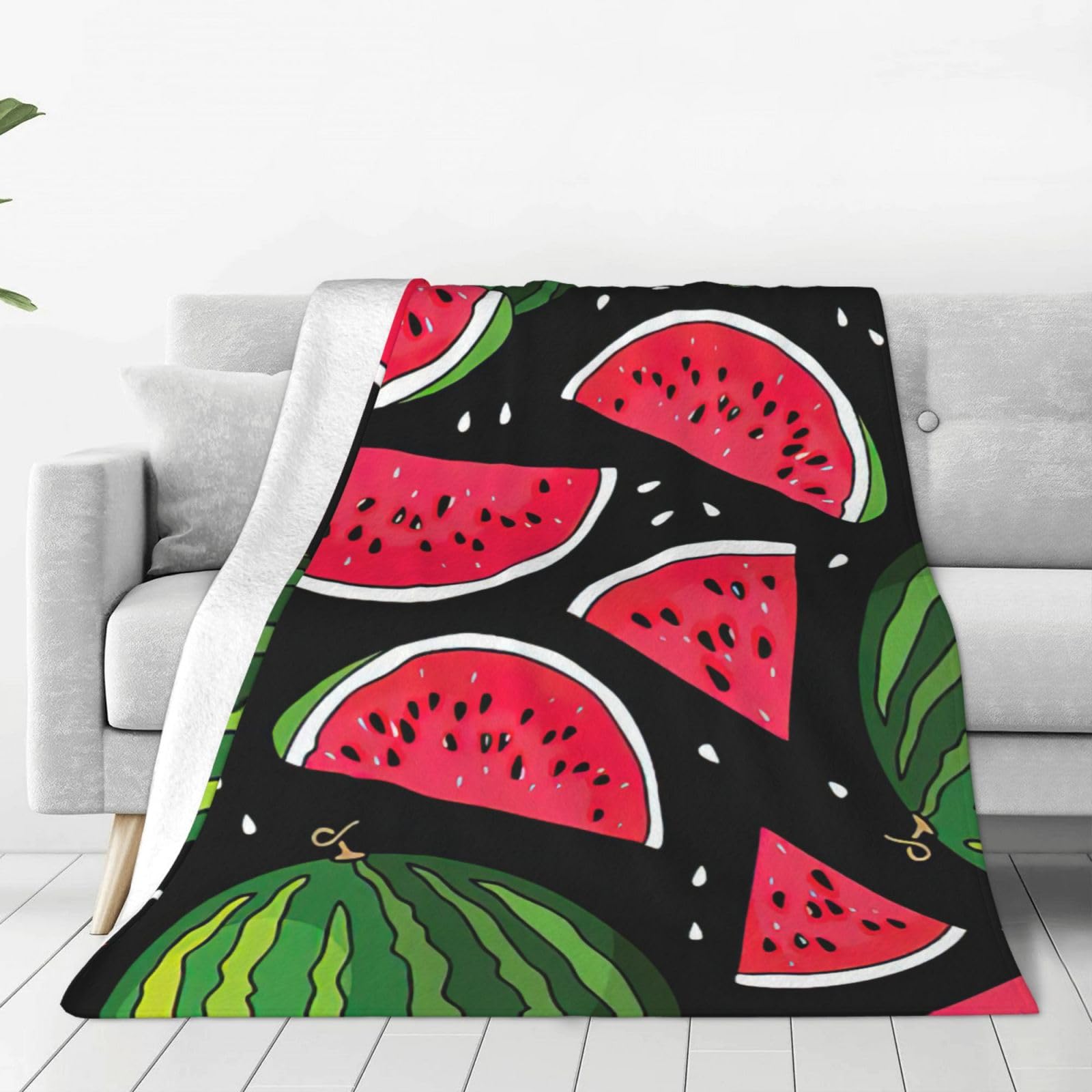 Couverture polaire chaude pastèque plaid doux pour lit adulte et enfant